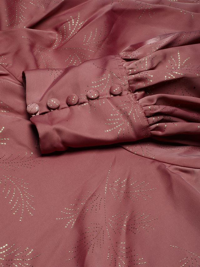 Bollywood Vogue Ready To Wear Mauve Satin Blend Foil Printed Gown