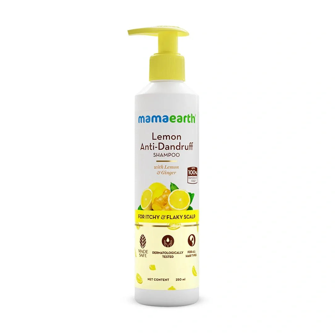 Mamaearth Lemon Anti-Dandruff Shampoo - with Lemon & Ginger for Itchy & Flaky Scalp (250ml)