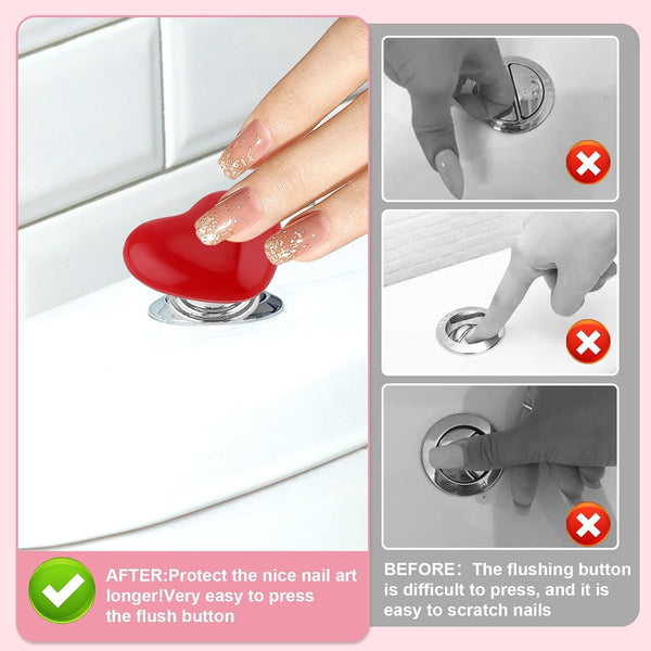 Multipurpose Cabinet Door Handle Drawer Heart-shaped Knob Pulls Toilet Press Button (4 Pc)