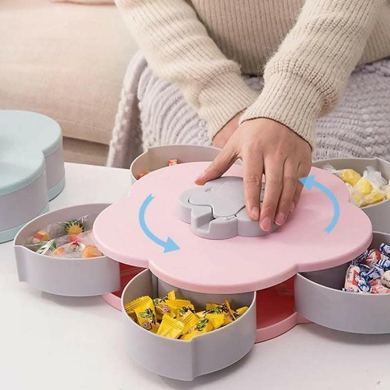 Smart Candy Box with 5 Compartment Multipurpose Rotating Container Jar (green) - HalfPe