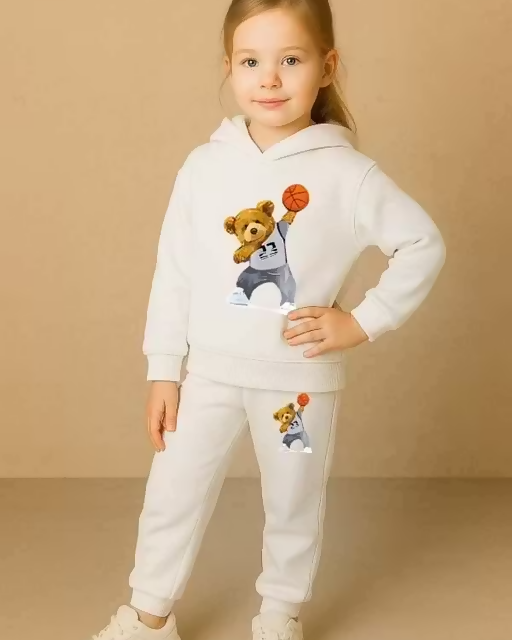 Kids Printed Hoodie & Bottom Wear Set Luck Fashion