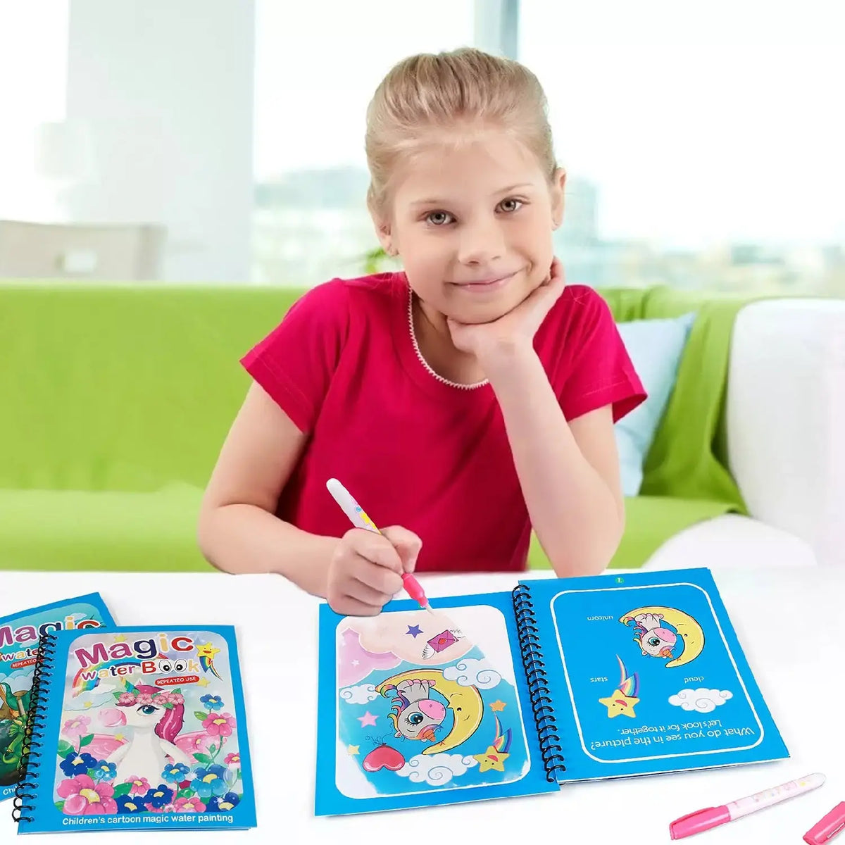Magic Water Quick Dry Book Water Coloring Book Doodle With Magic Pen Painting Board HP DD
