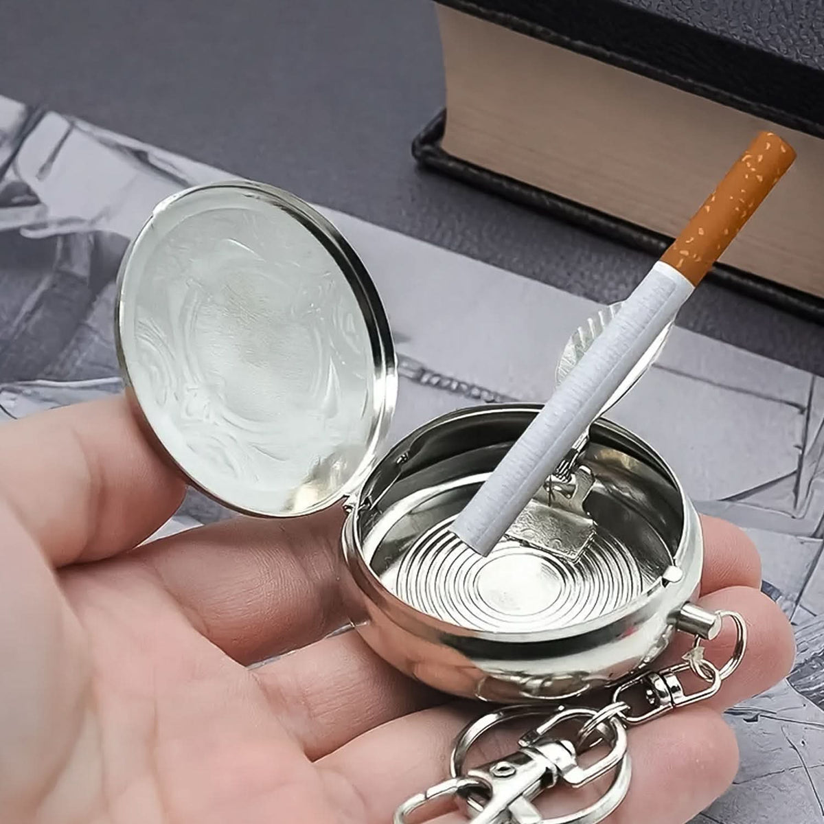 Mini Pocket Ss Ashtray With Keyring (1pc) HP DD