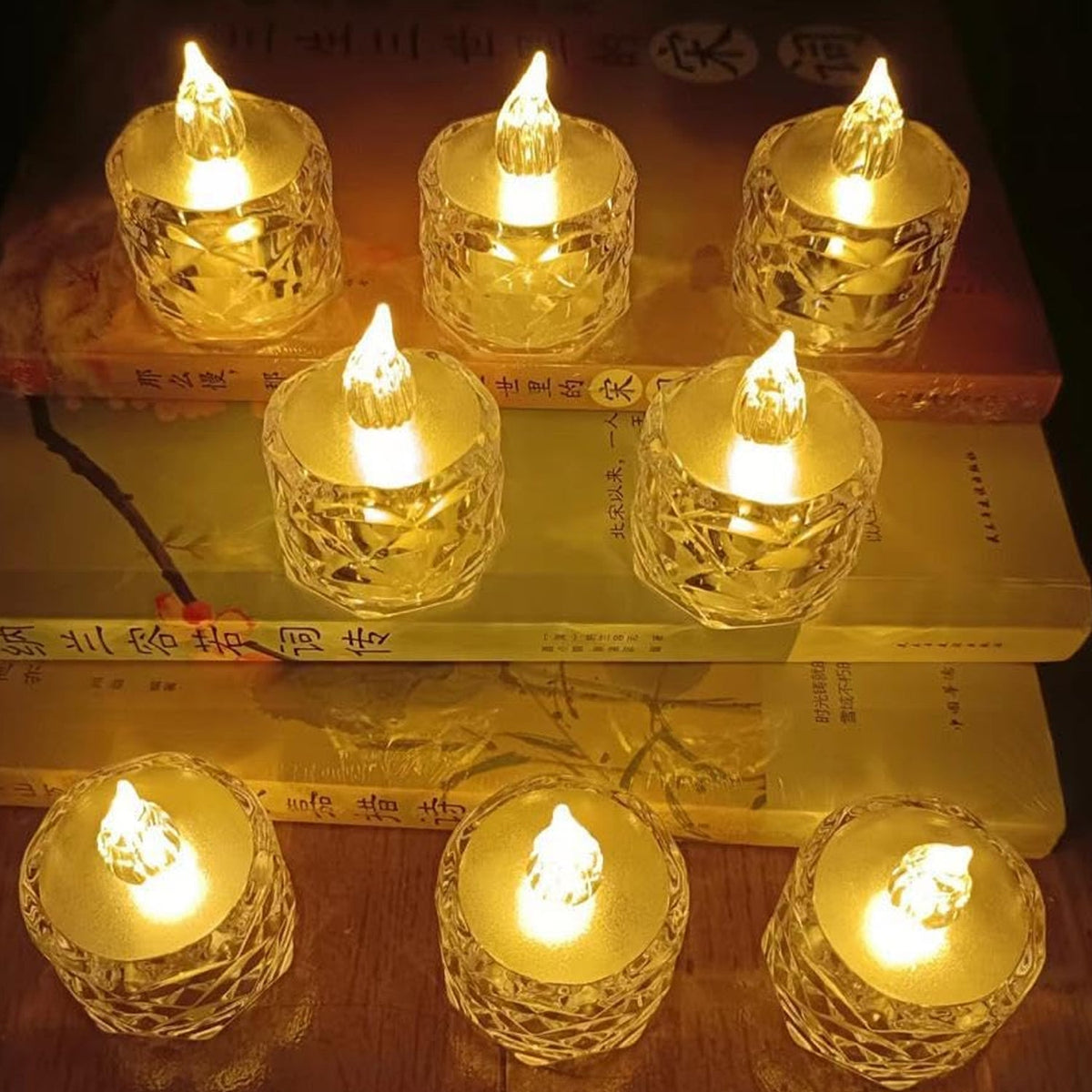 24 Pcs Flameless And Smokeless Decorative Acrylic Candles Transparent Led Tea Light Candle For Gifting House Diwali Christmas Festival Events Decor Candles HP DD