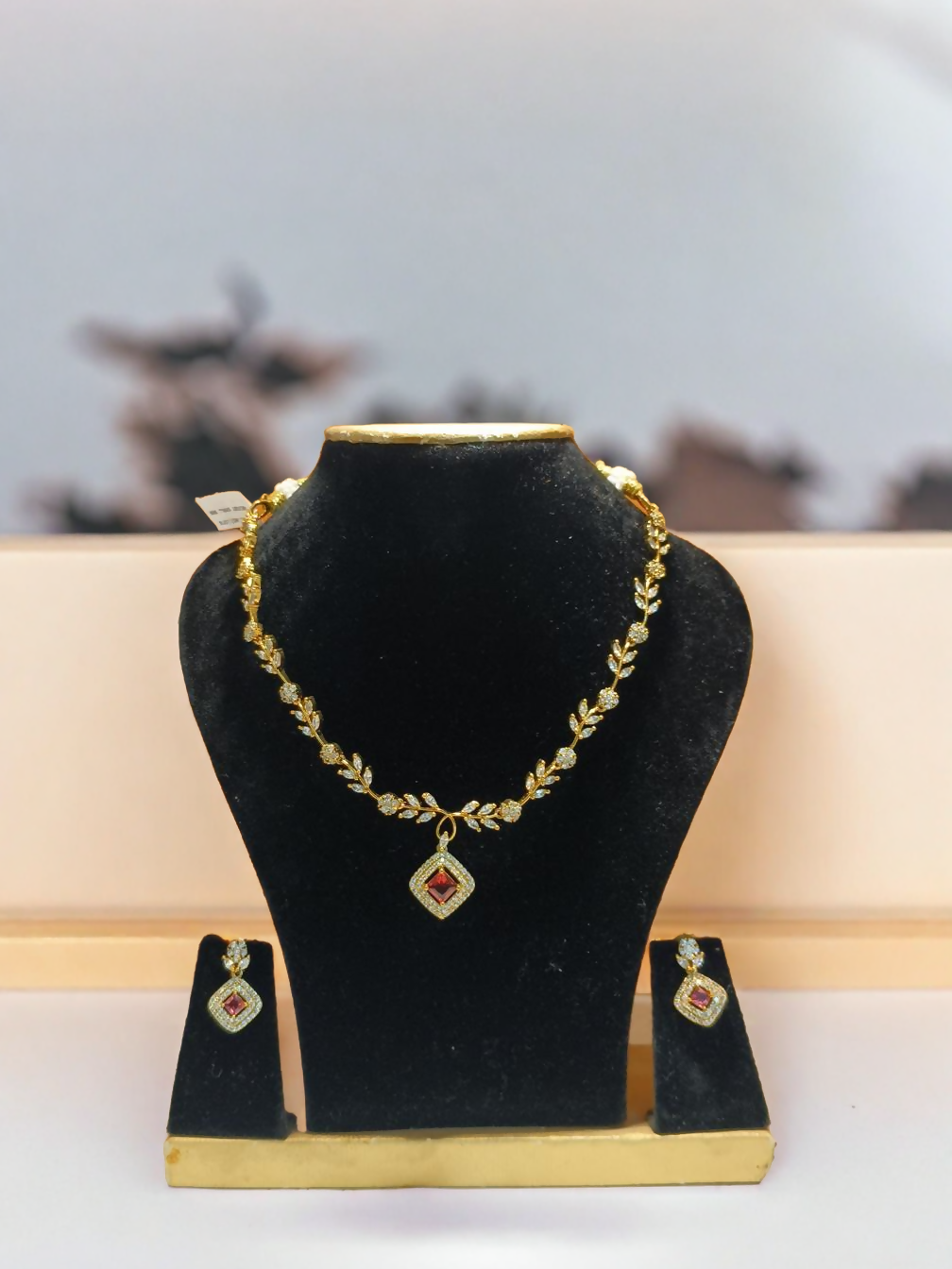 Sona Creation Gold Plated Austrian Stone Necklace with jhumki HalfPe
