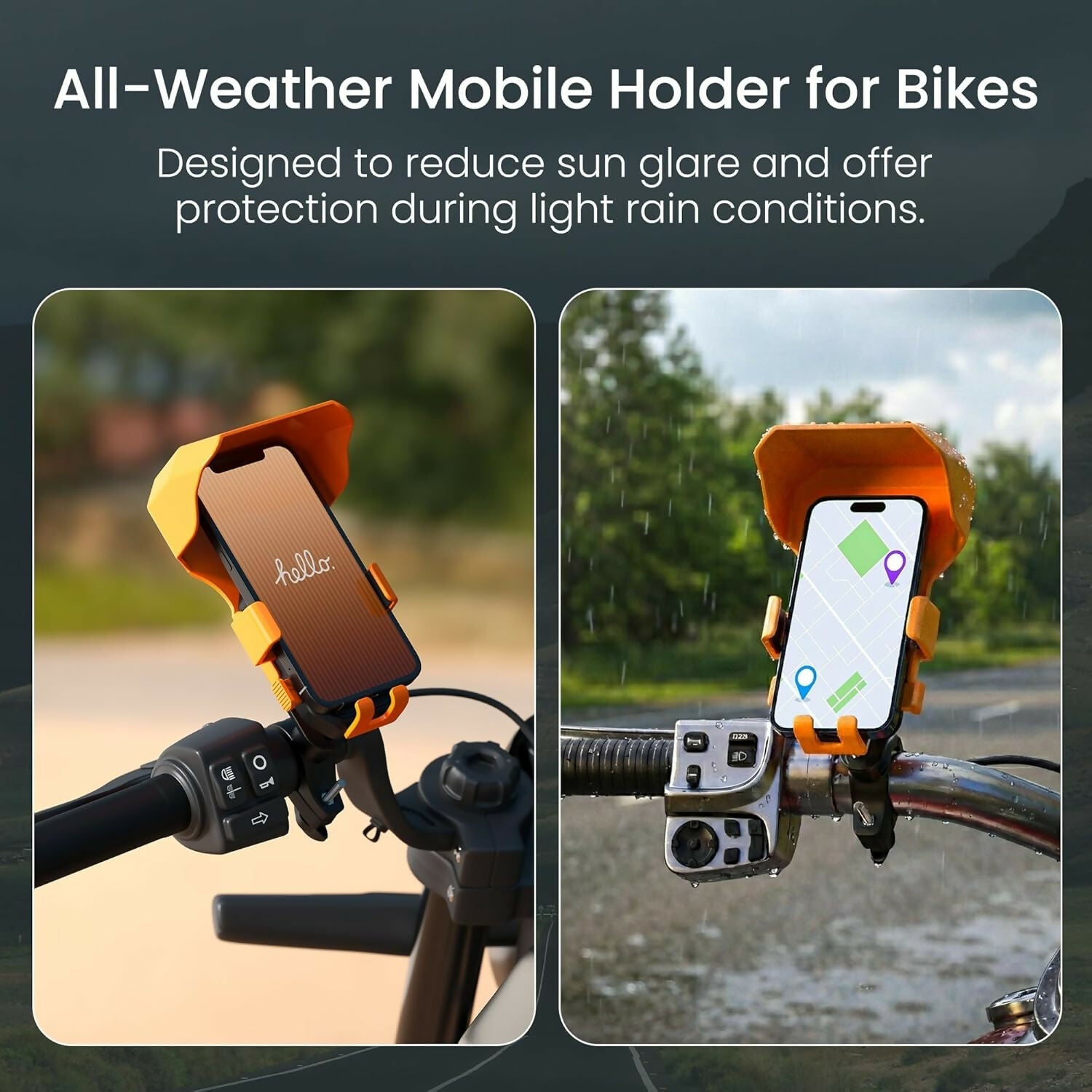 Portronics Mobike 4 Plus Handlebar Mobile Holder with Sunshade & Rain Protection, 360° Rotation, One-Press Release, 4-Point Grip Lock, Fits 5.4–6.7 Inch Smartphones for Bike Maps & Navigation Halfpe Deals