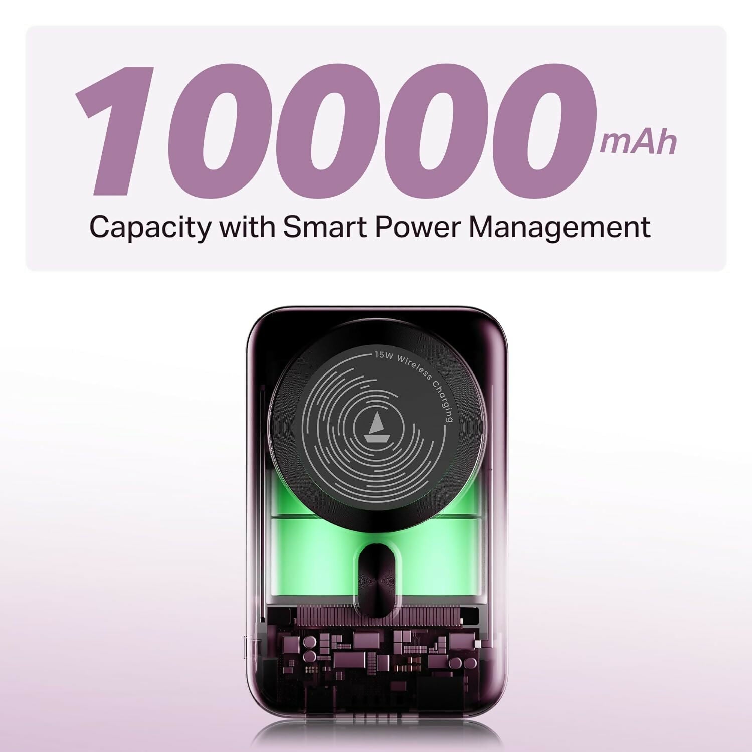 boAt New Launch EnergyShroom PB331 (Magsafe) 10000mAh Magnetic Wireless Powerbank, 15W Wireless & 22.5W Wired Charging for (iPhone 16,15,14,13 & 12, Android & Other Qi Enabled Devices) (Ash Black