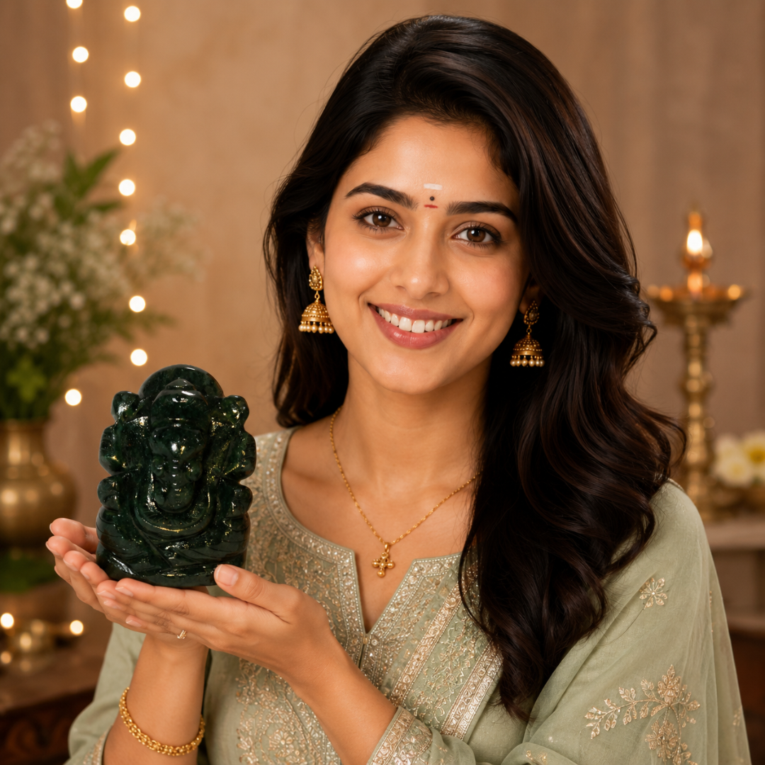 Marakatha Ganapati – Emerald Green Ganesha Idol for Wisdom, Prosperity & Positive Energy