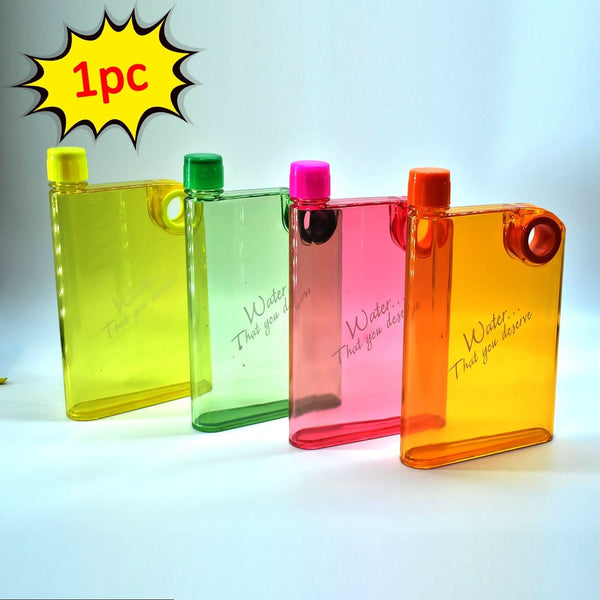 Notebook Water Bottle – Slim, Leak-Proof 380ml Flat Bottle for Office, School & Travel