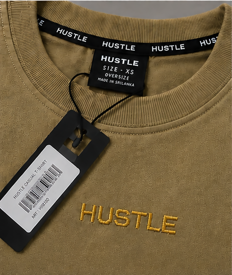 HUSTLE Men's Oversized Fit Crew Neck T-Shirt – Light Olive Khaki(Oversized fit)