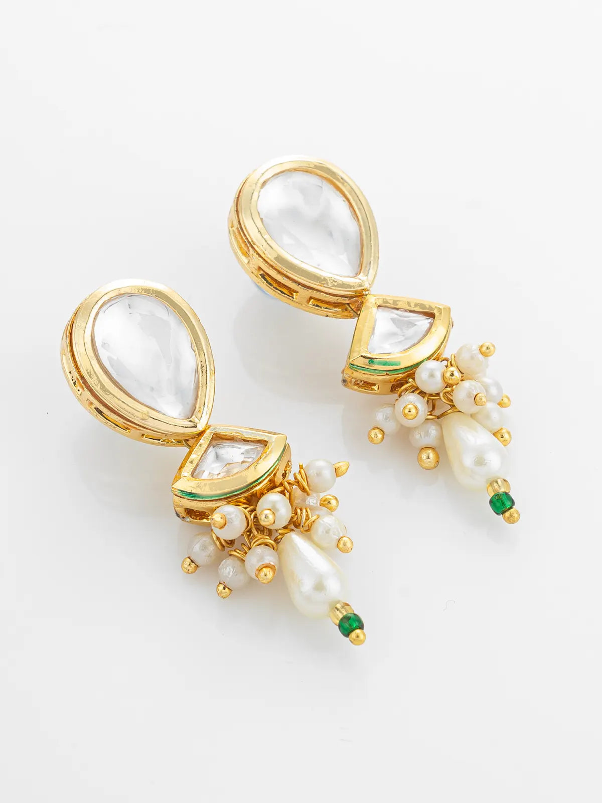 Aadita Green Enamel and Pearl Kundan Necklace Set