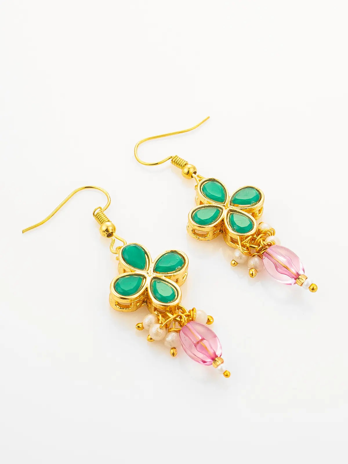 Aadita Gold Plated Double Layered Pearl Necklace with Floral Accents