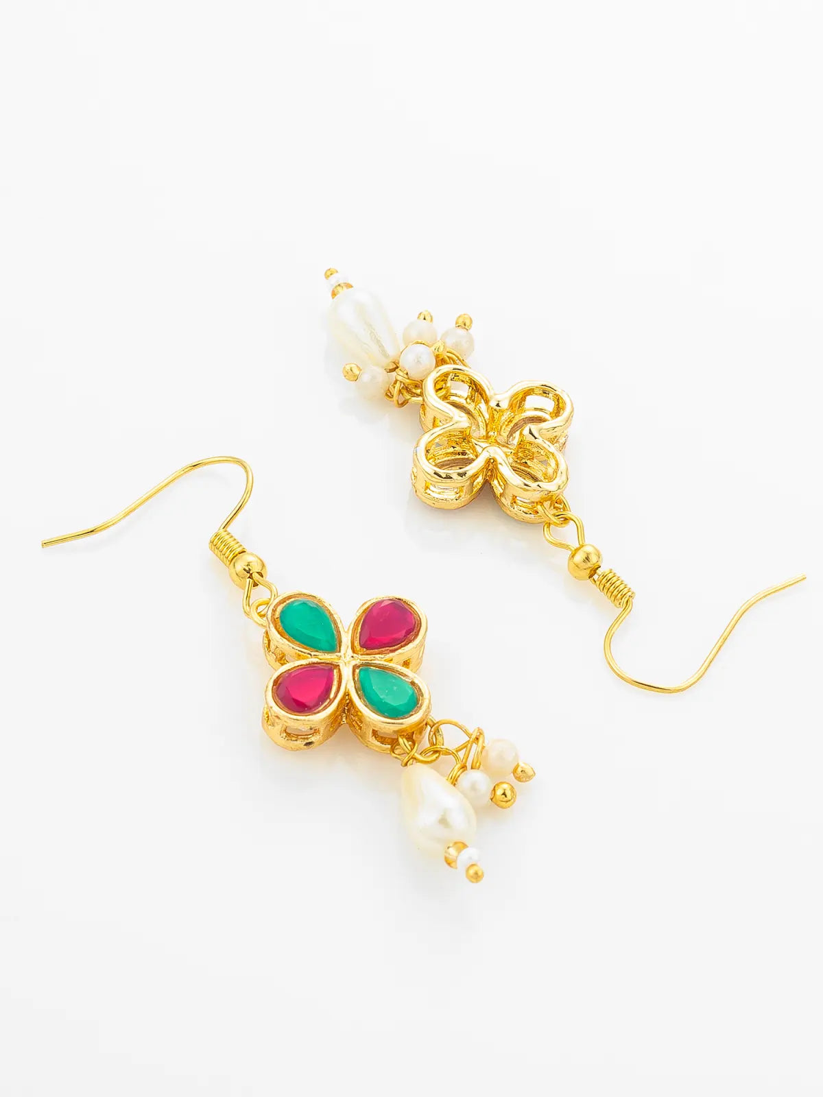 Aadita Double Strand Pearl Gold Plated Necklace with Floral Kundan Pendant