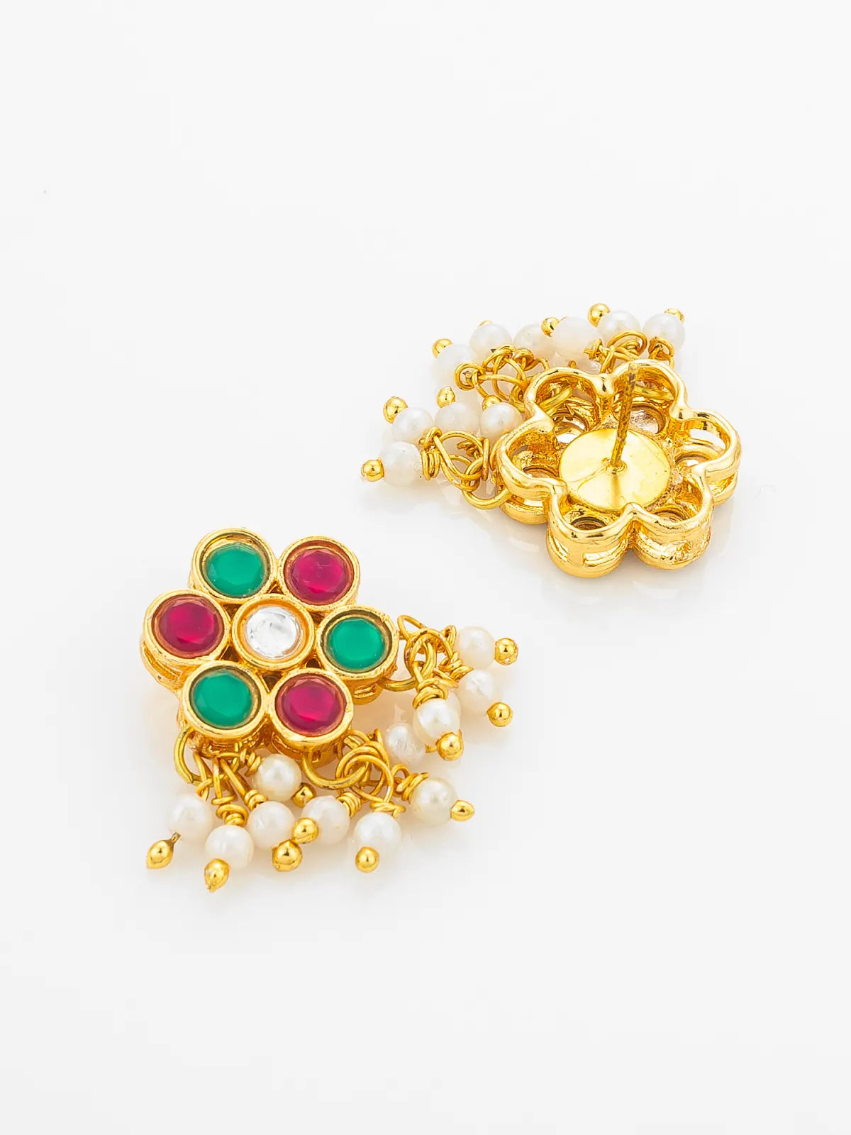 Aadita Multi-Color Kundan Gold Plated Choker Necklace with Pearl Hangings