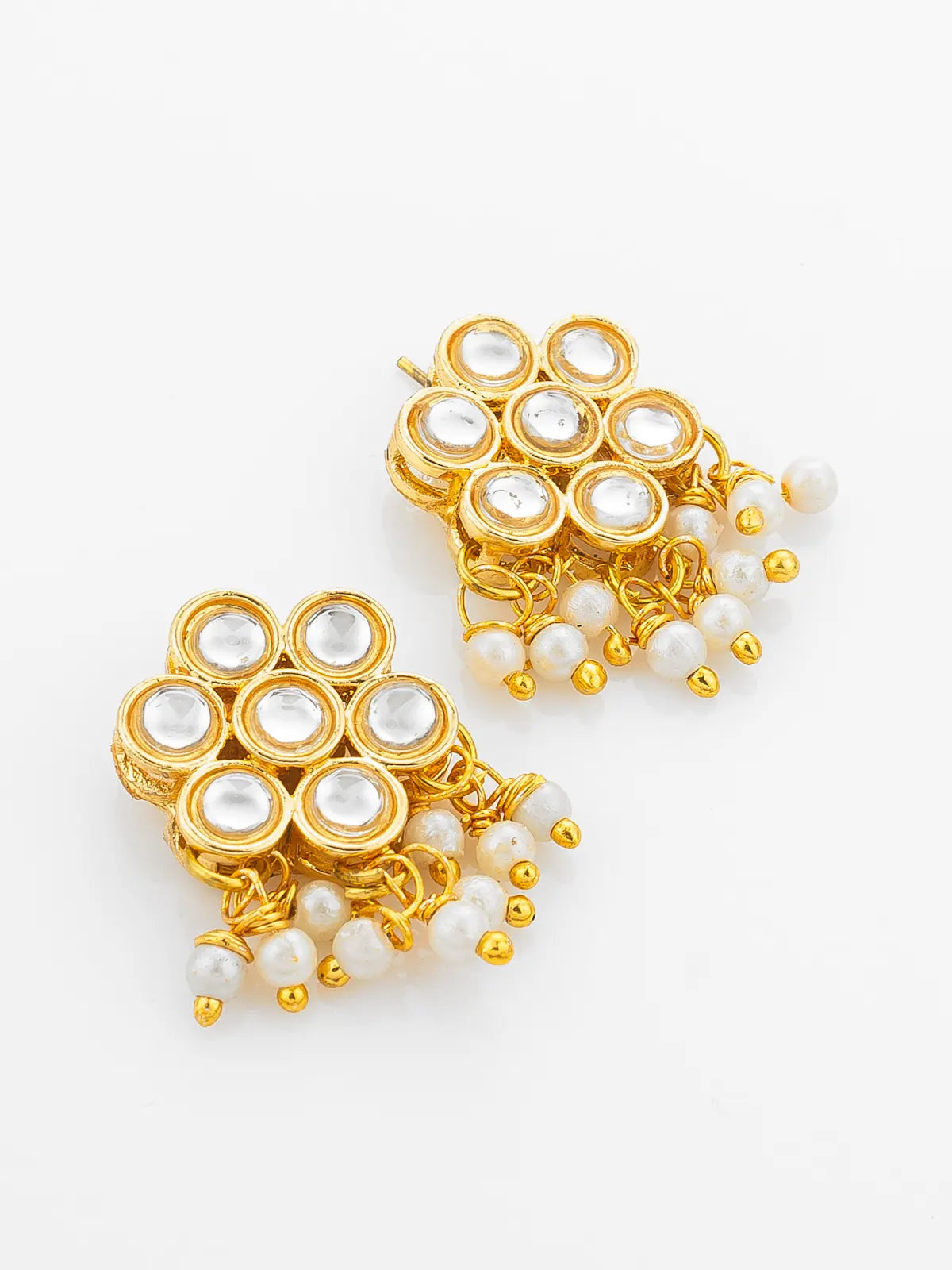 Aadita Traditional Gold Plated Kundan Choker Necklace Set with Pearl Droplets