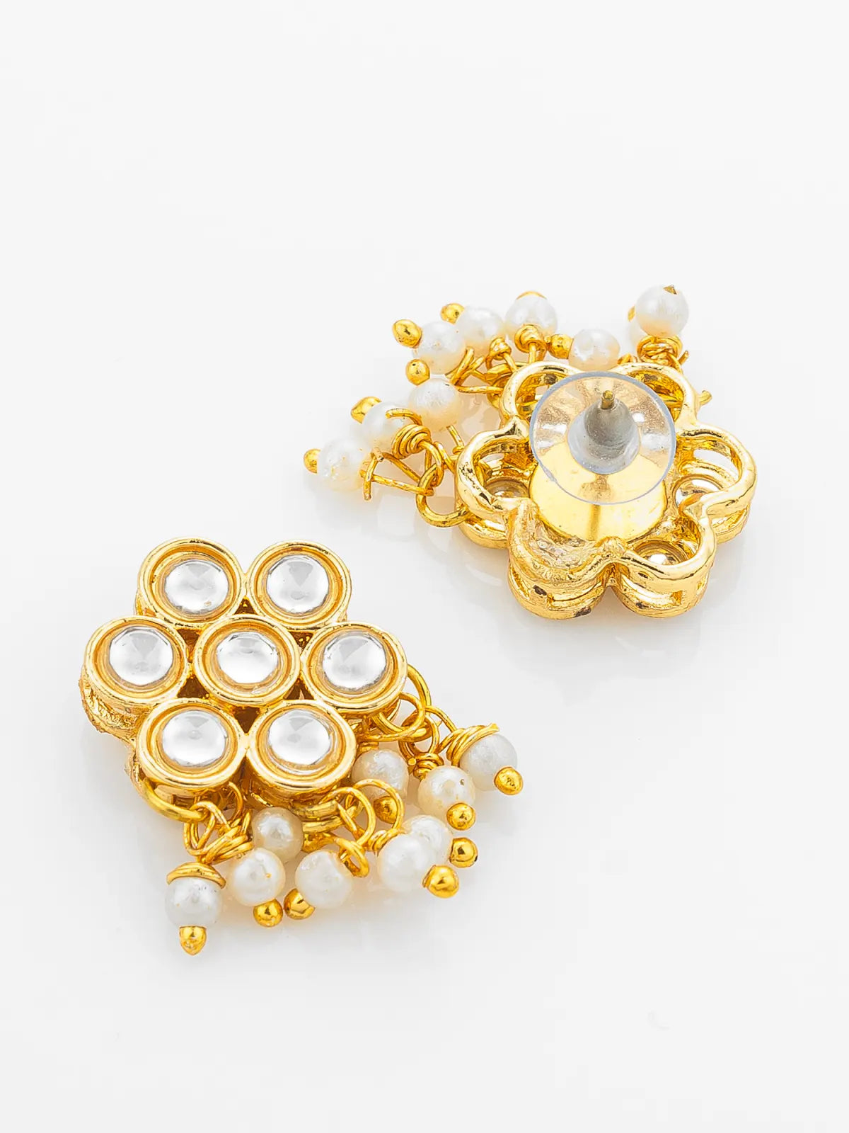 Aadita Traditional Gold Plated Kundan Choker Necklace Set with Pearl Droplets