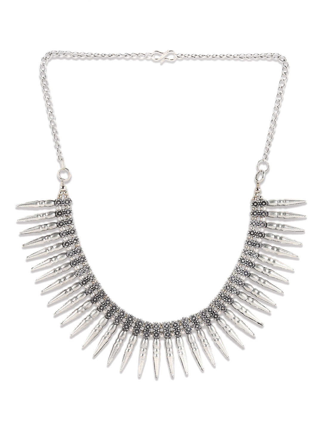 Silver-Plated Spiked Oxidized Tribal Necklace