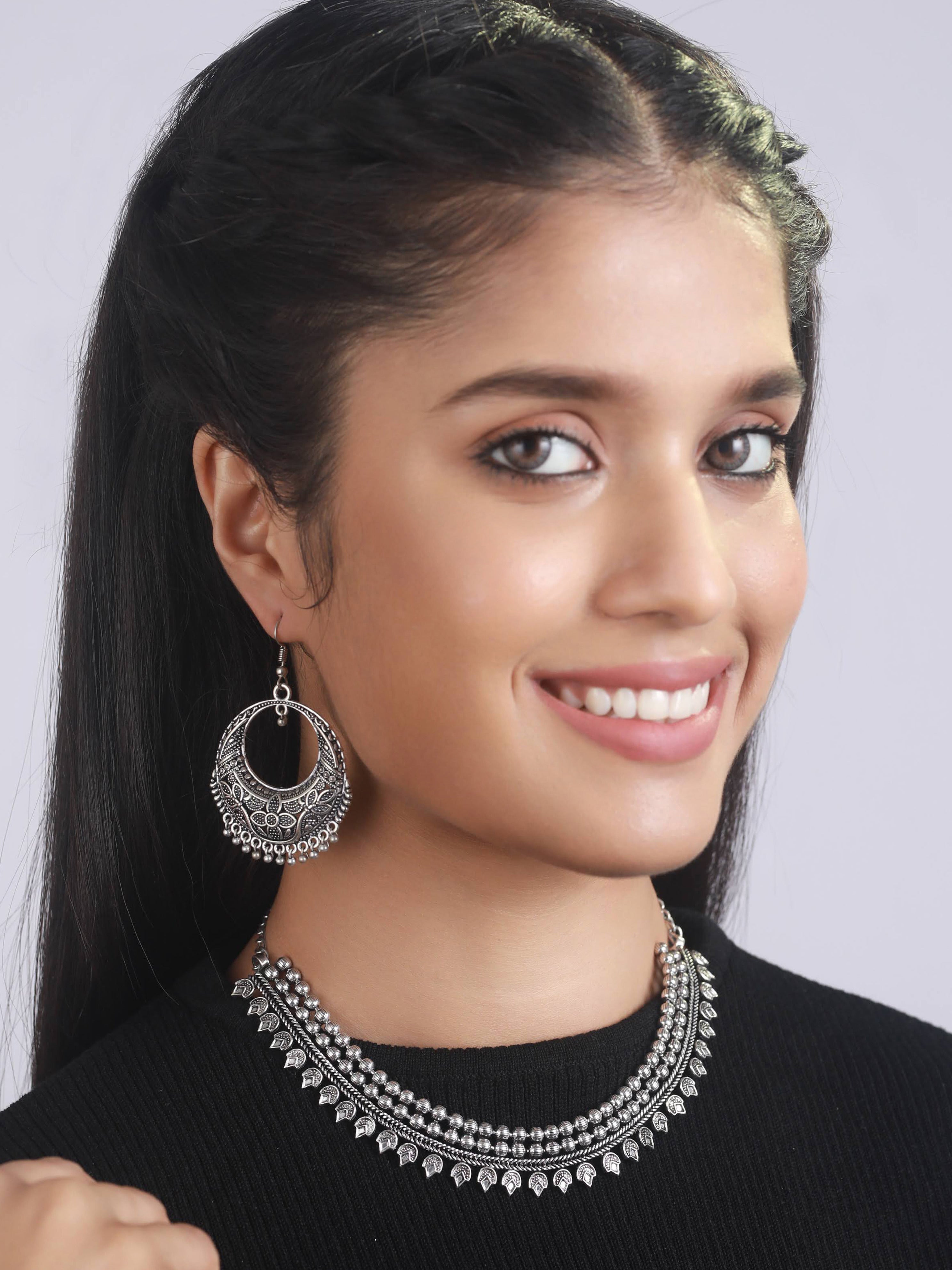 Silver-Toned & German Silver-Plated & Oxidised Jewellery Set