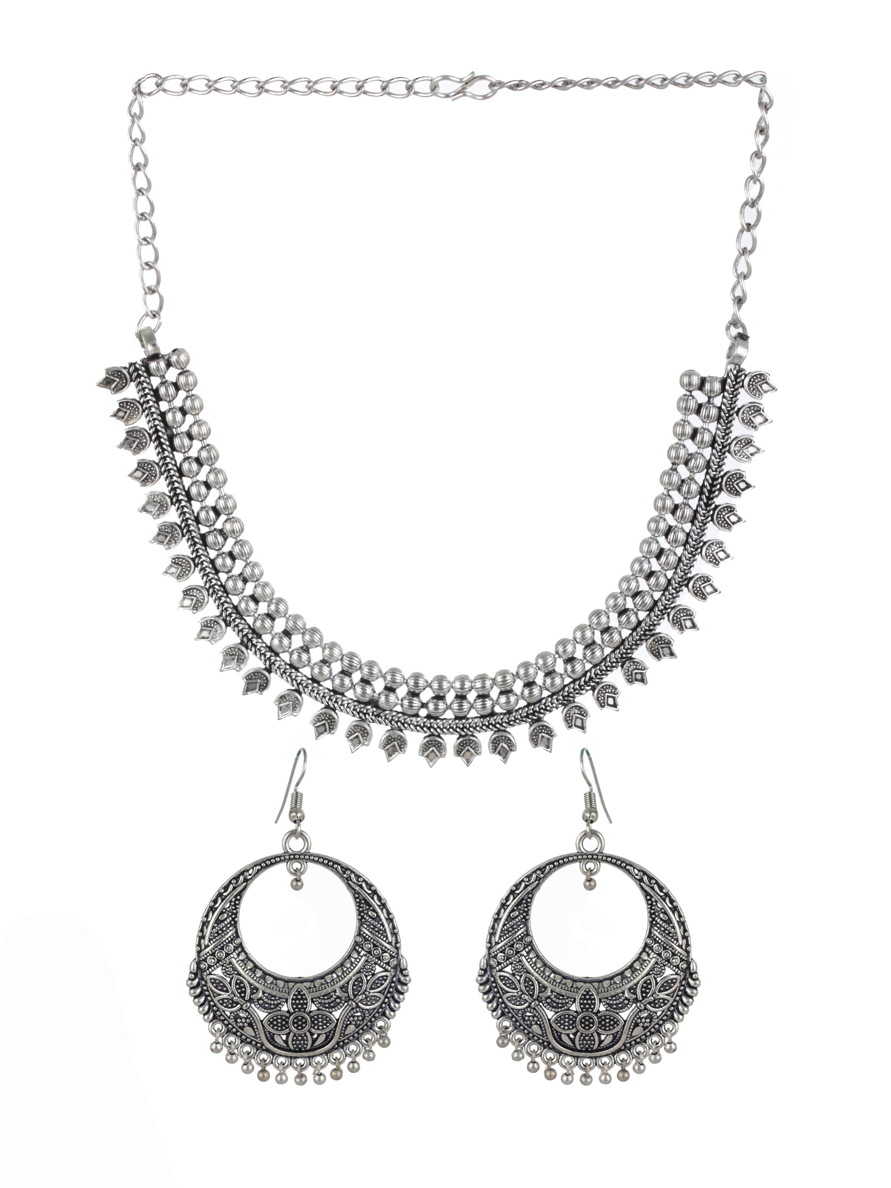Silver-Toned & German Silver-Plated & Oxidised Jewellery Set