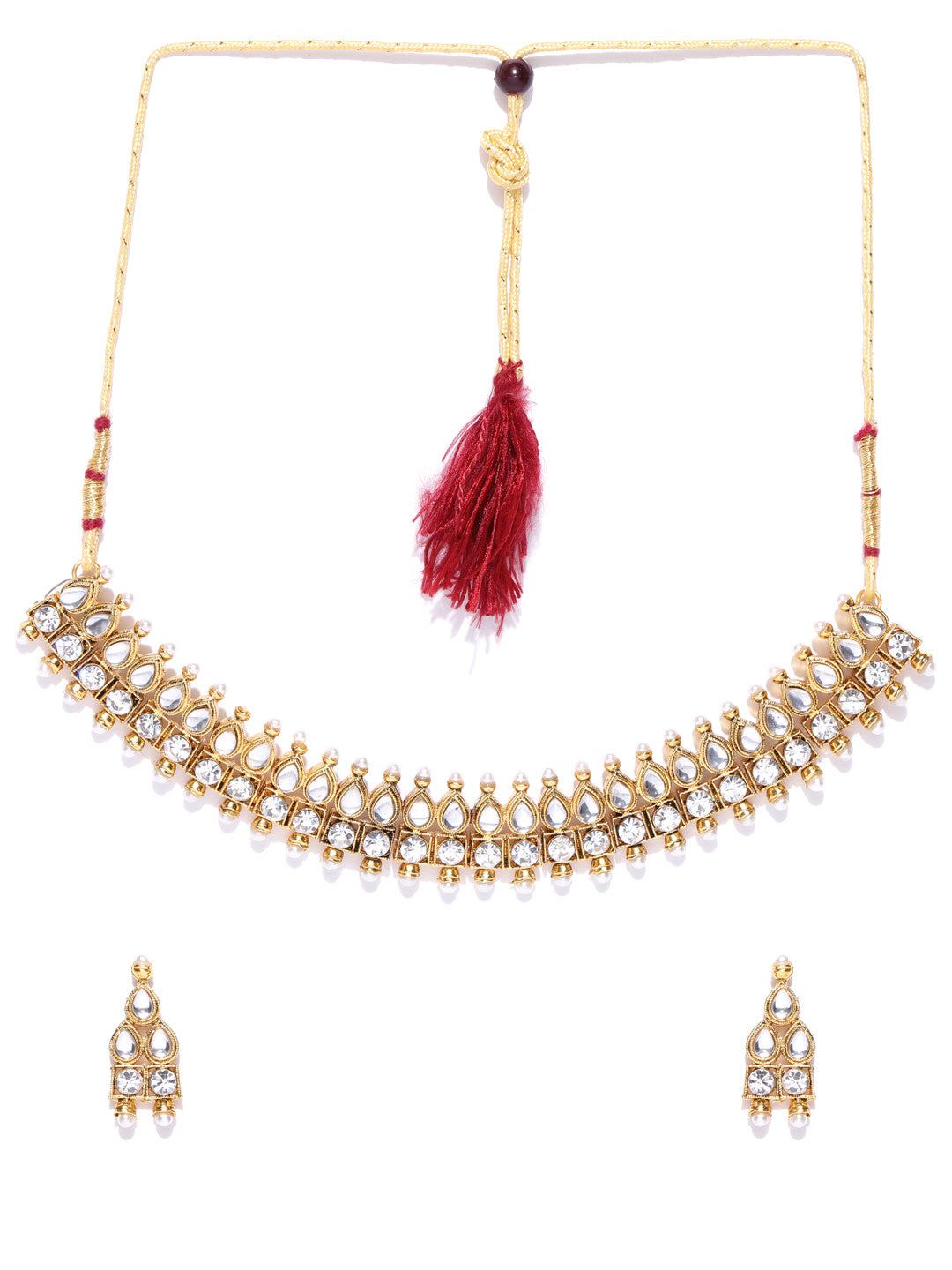 Jazz And Sizzle Gold-Plated Kundan & Beads Studded Choker Set