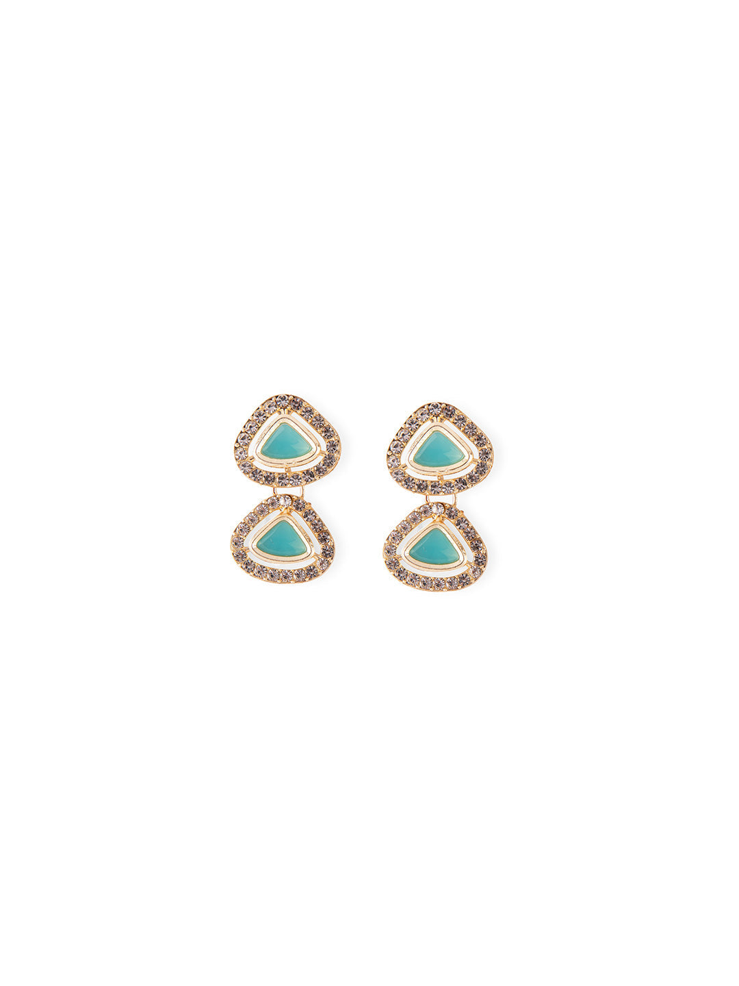 Jazz And Sizzle Traditional Polki & Sky Blue Kundan Studded Gold Plated Jewelry Set