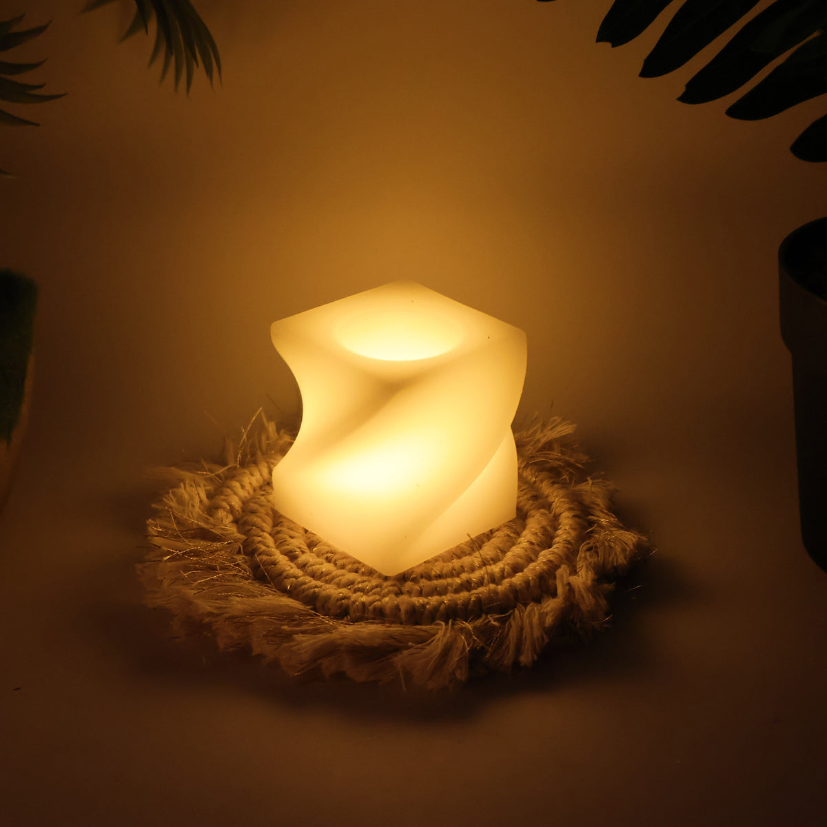 Set Of 12 Led Flameless Decorative Candles Square Shape Tealight Lamps