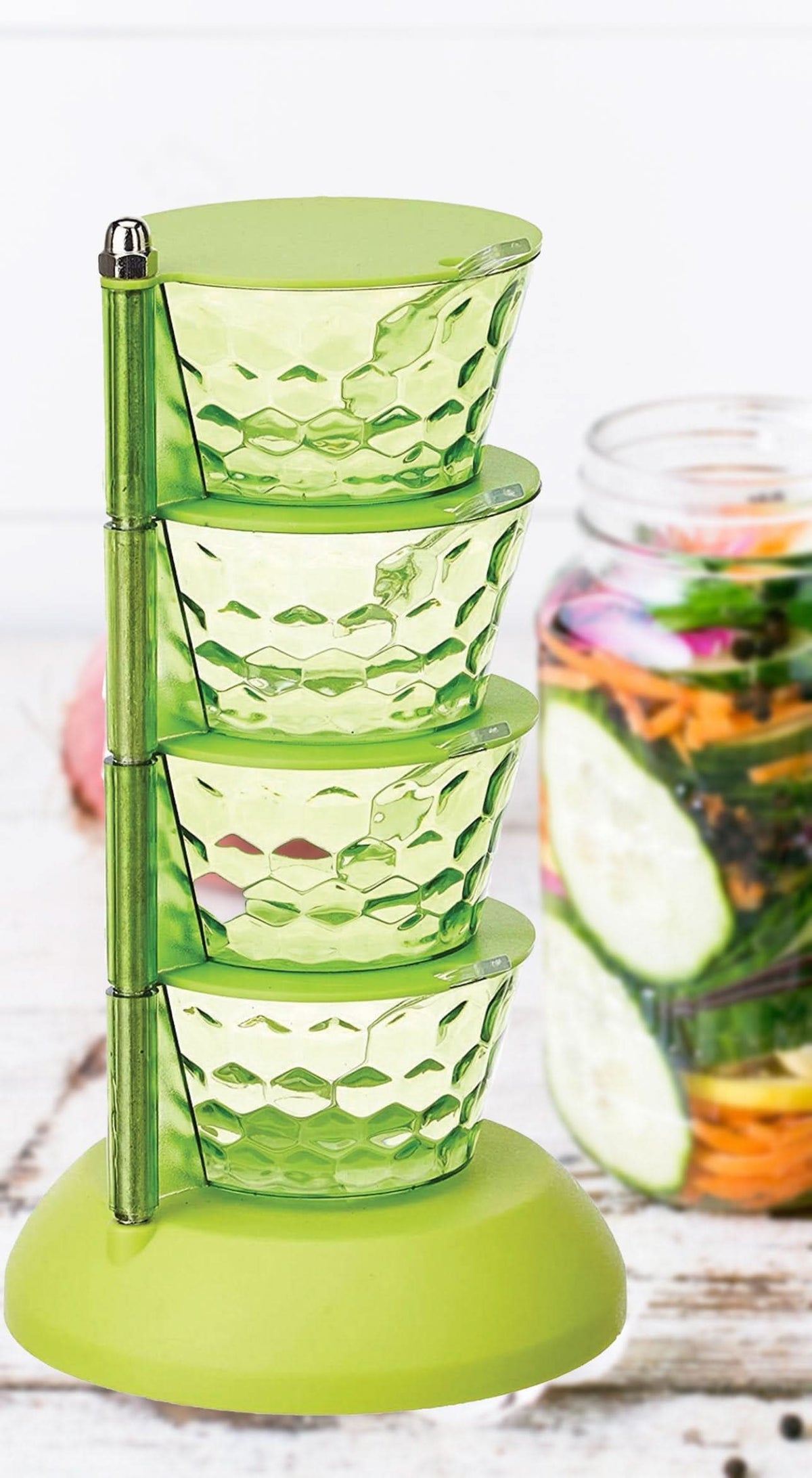 4 In 1 Multipurpose 360 Degree Rotating Pickle Rack Container For Kitchen HP DD
