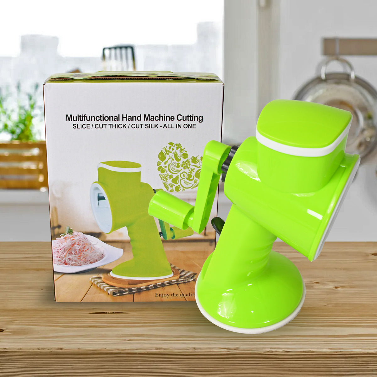6 In 1 Multi Functional Vegetable Cutter & Slicer Hand Machine Cutting Slice Cut Thick Cut Silk All In One Vegetable Chopper Cutter Slicing Cutter Barrel - Vegetable Grater With 6 Removable Blades