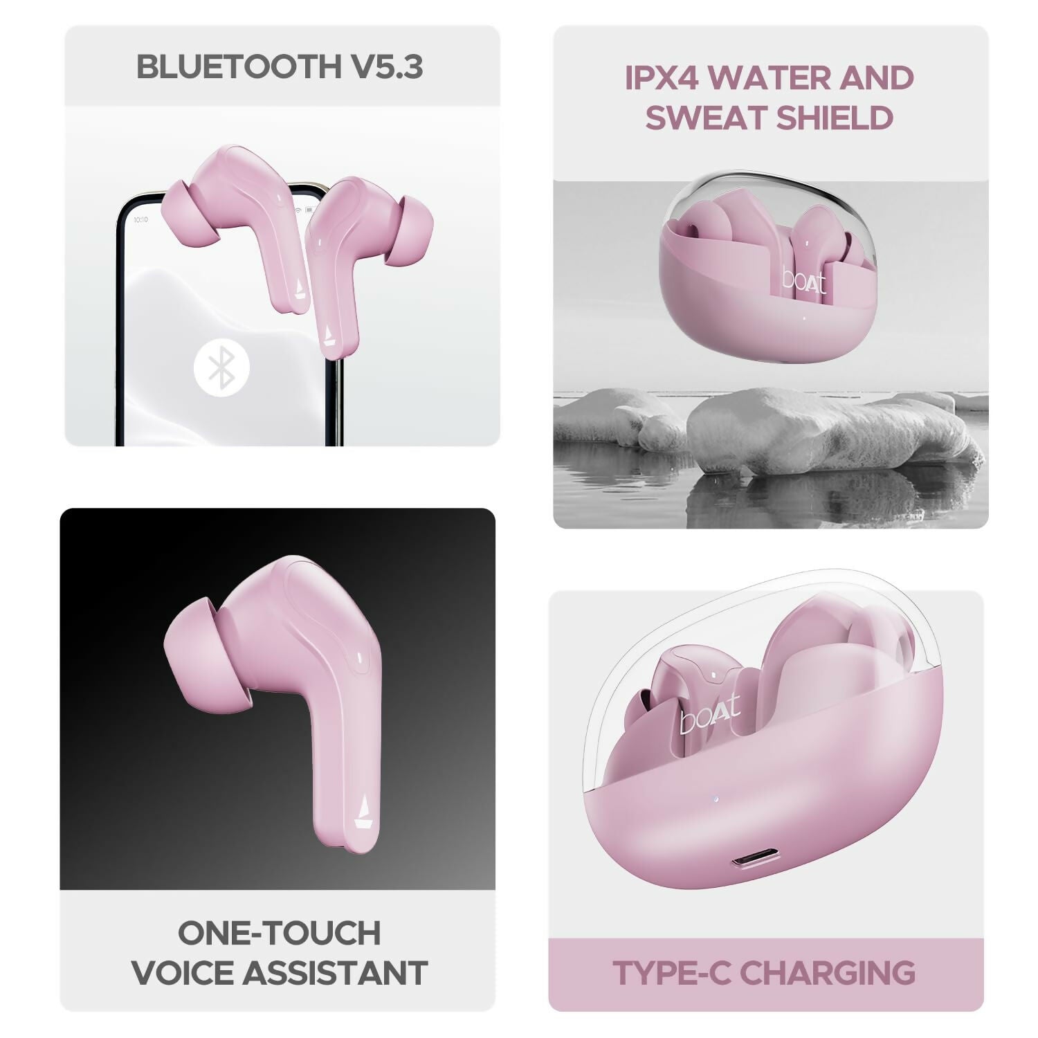boAt Airdopes 311 Pro, 50H Battery, Fast Charge, Dual Mics ENx Tech, Transparent LID, Low Latency, IPX4, IWP Tech, BT v5.3, Wireless TWS in Ear Earbuds with mic (Multicolour) Halfpe Deals