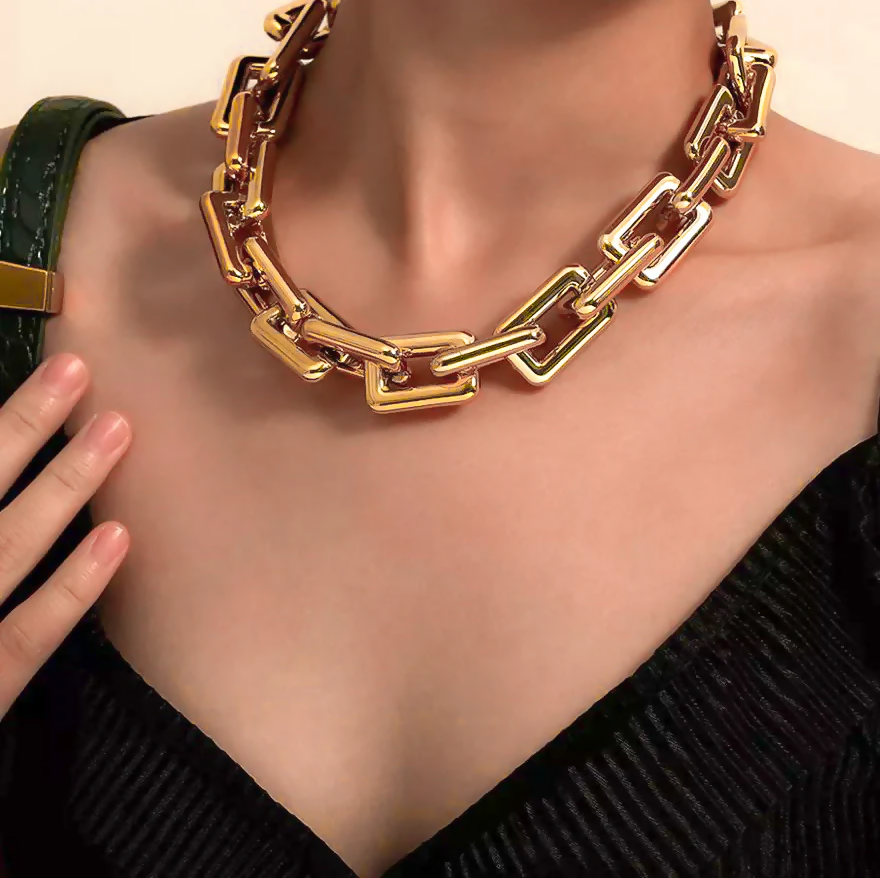Bold & Beautiful Gold Jewelry Set – Chain Necklace, Bracelet & Earrings Combo (Set of 3) pinapes