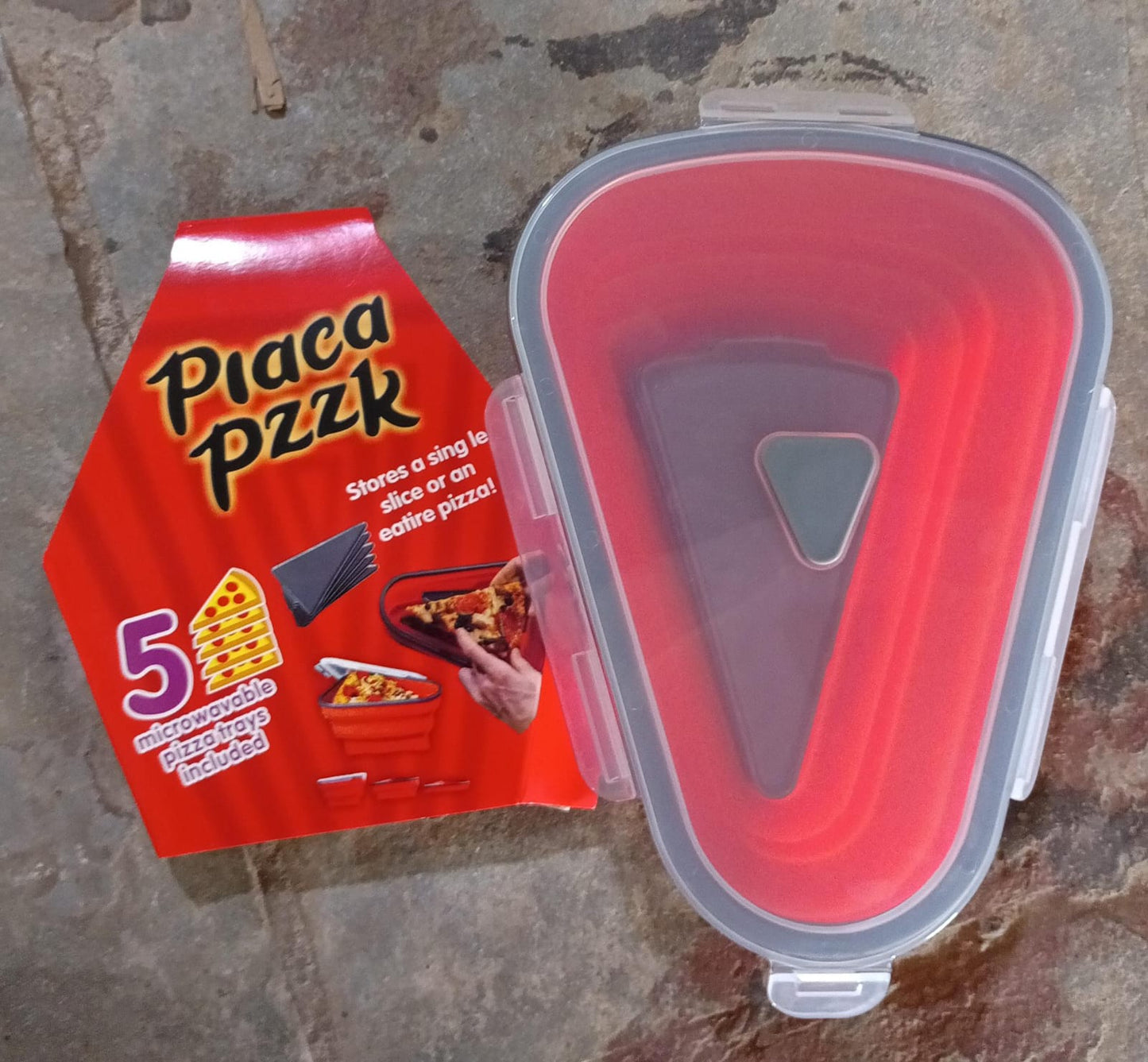 Reusable Pizza Storage Container – Expandable Silicone Holder with 5 Microwavable Serving Trays