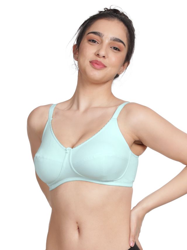 Susie 3/4th Coverage SkyLight Blue Non Padded Wirefree Adjustable, Non Detachable Everyday Bra