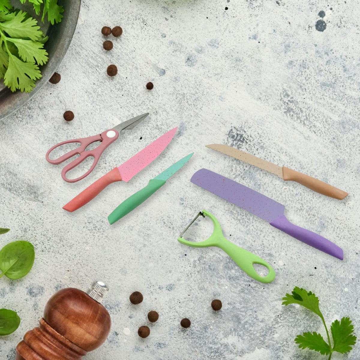 6-Pc Corrugated Forged Kitchen Knife Set with Storage Box HP DD