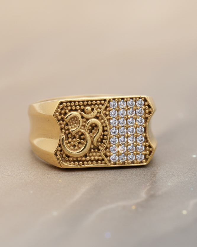 Voguish Gold Plated Emerald Finger Ring for Men – Ethnic Casual Wear MAITRY ENTERPRISE