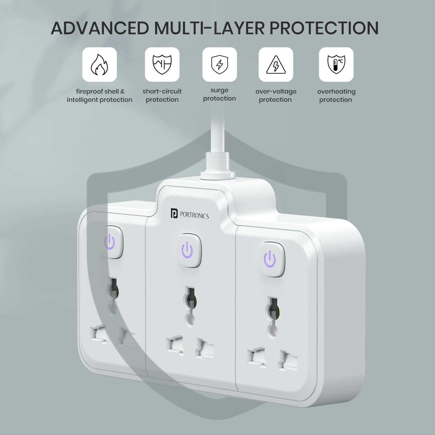 Portronics 2500W Power Plate Nano 3-in-1 Power Extender Halfpe Deals