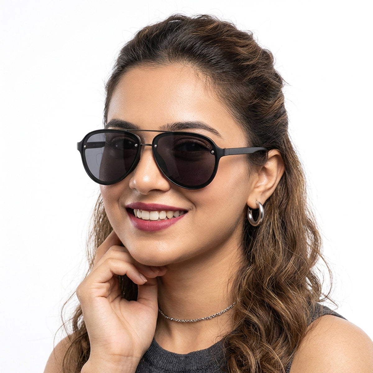 Eyejack Black Aviator Sunglasses for Men and Women - Style 2145 - worn by a male model (image 3)