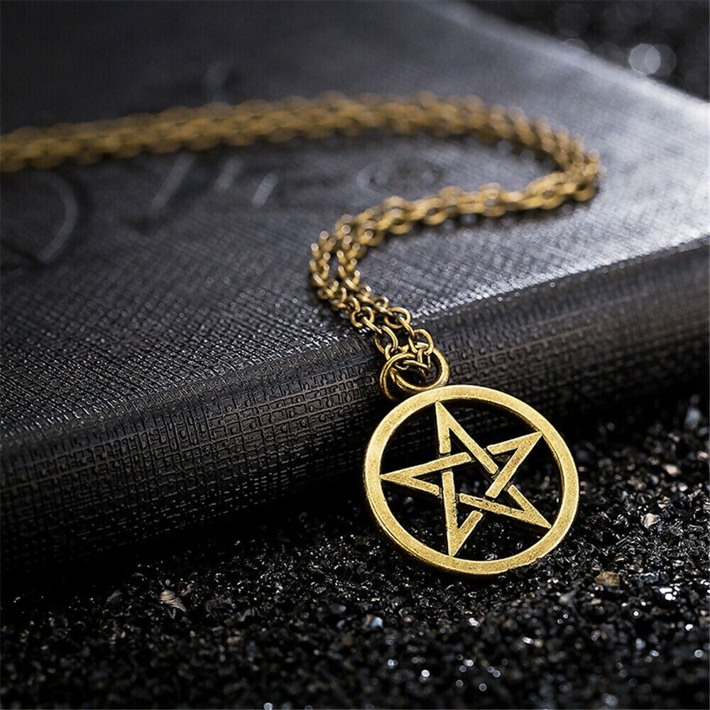 Set of 2 Pendant Necklaces – Pentagram Charm & Cute Dinosaur Jewelry