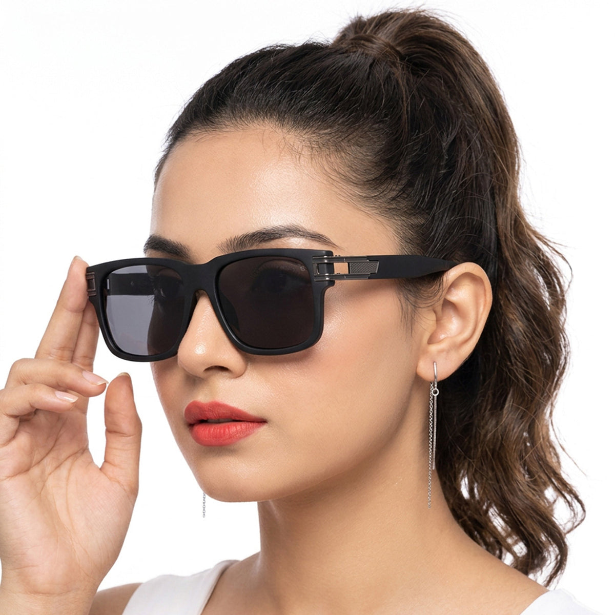 Eyejack Black Wayfarer Sunglasses for Men and Women - Style 2144 - worn by a male model (image 3)