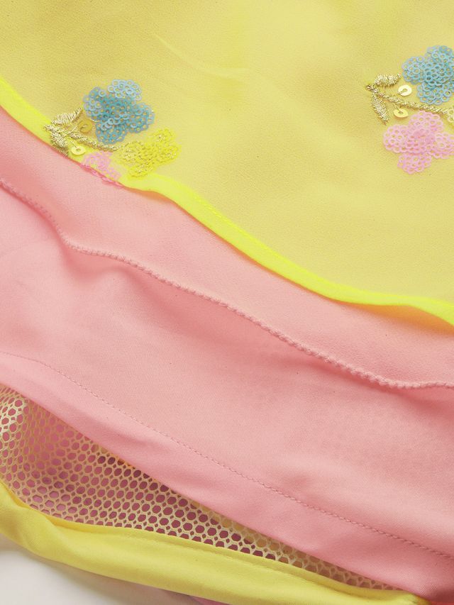 Bollywood Vogue Ready To Wear Yellow Georgette Embroidered Lehenga set