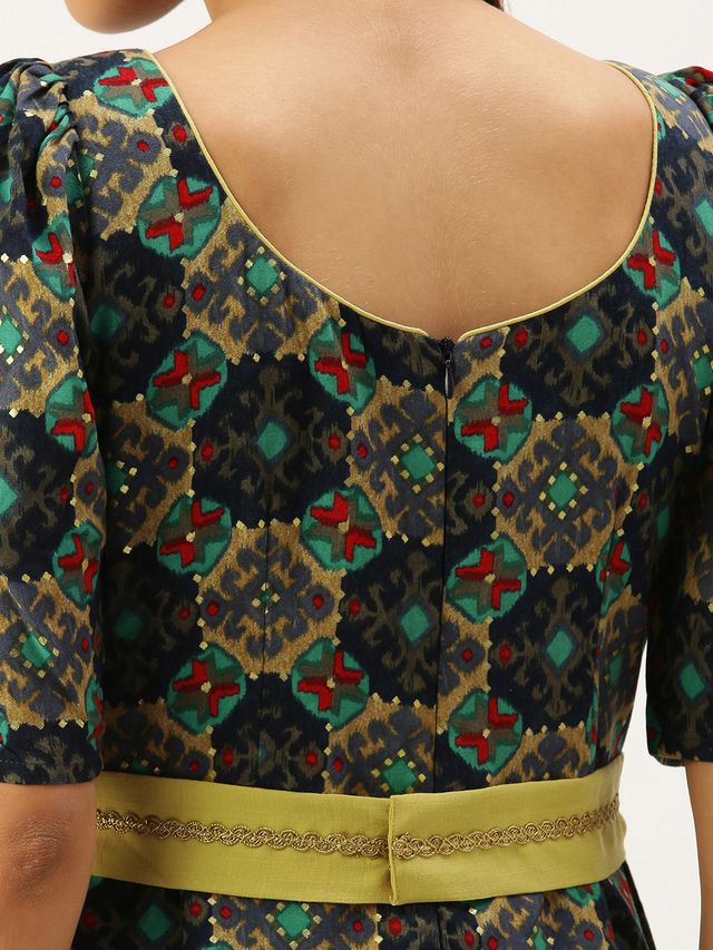 Bollywood Vogue Ready To Wear Multicolored Printed A Line Maxi Dress