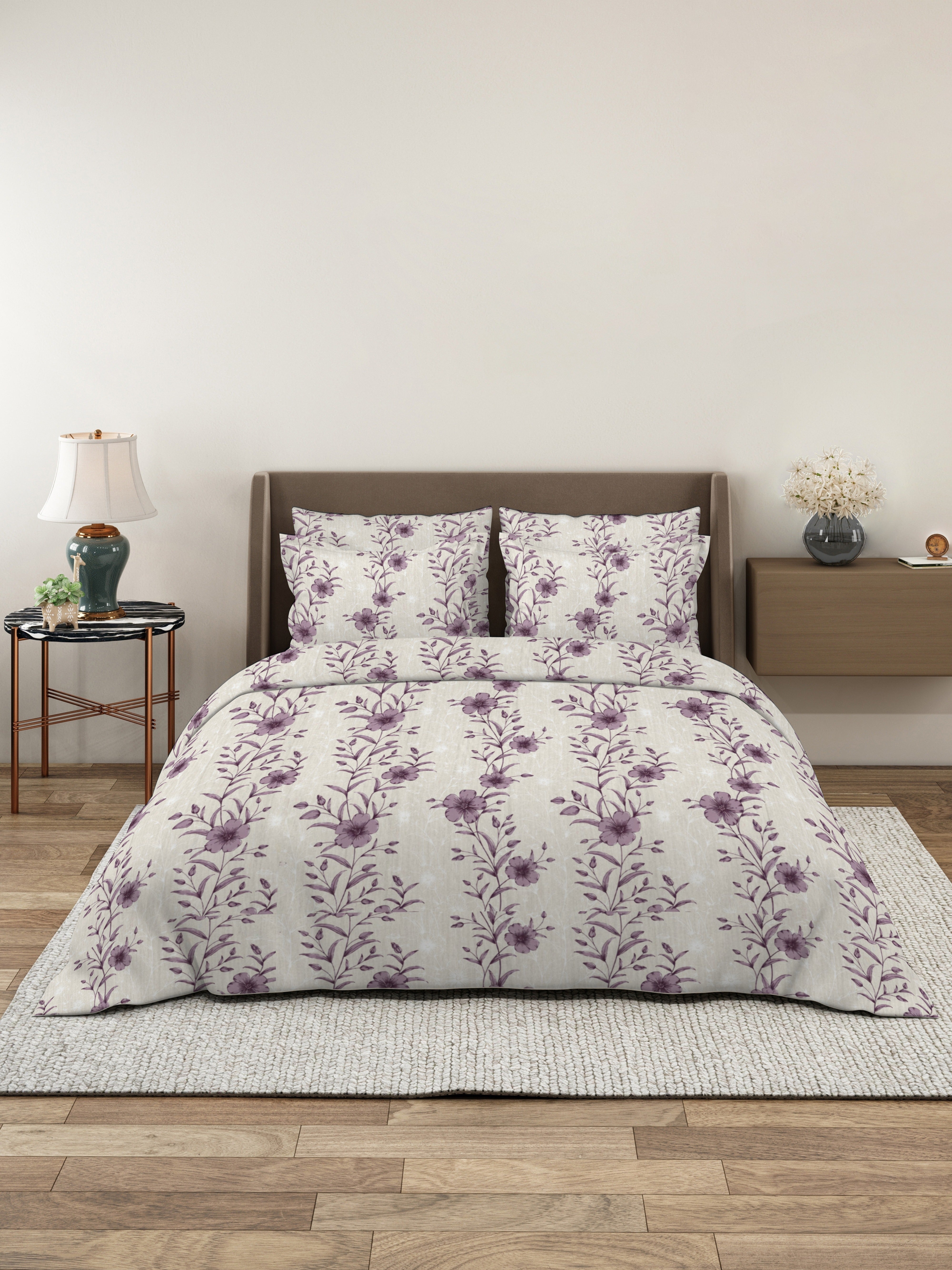 Petal 100% Pure Cotton Collection Percale Super King Bedsheet With 2 Pillow Covers