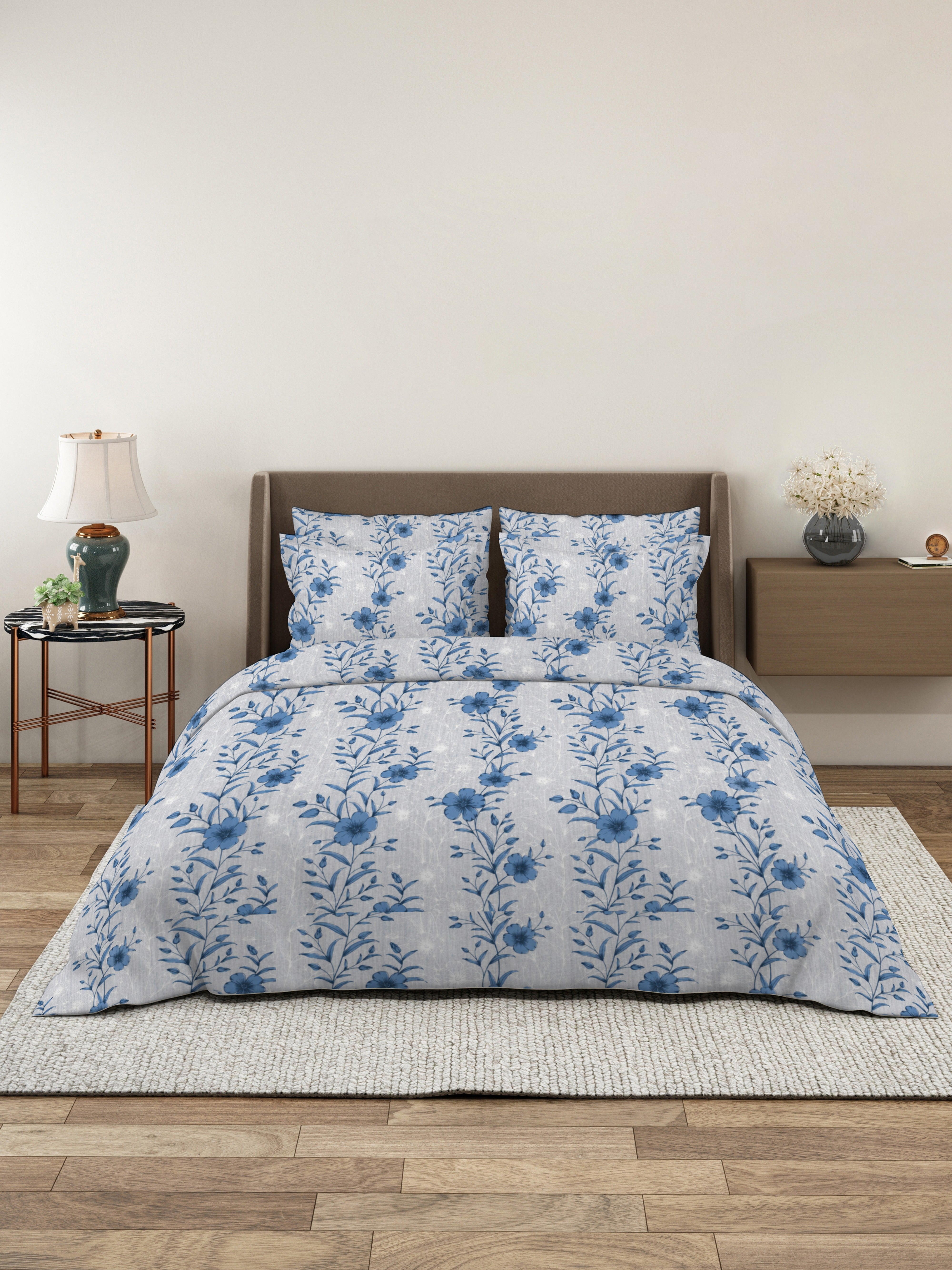 Petal 100% Pure Cotton Collection Percale Super King Bedsheet With 2 Pillow Covers