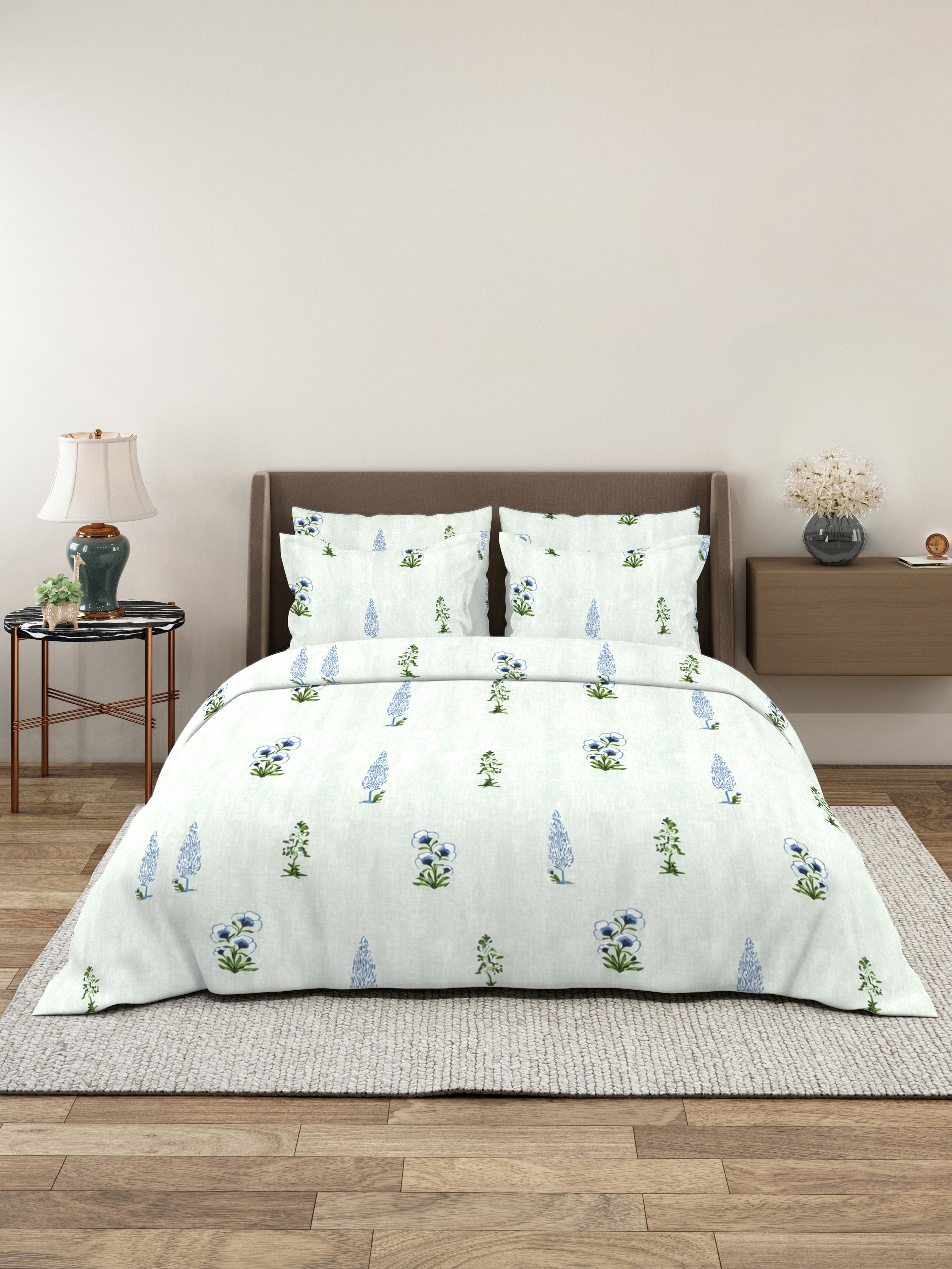 Petal 100% Pure Cotton Collection Percale Super King Bedsheet With 2 Pillow Covers