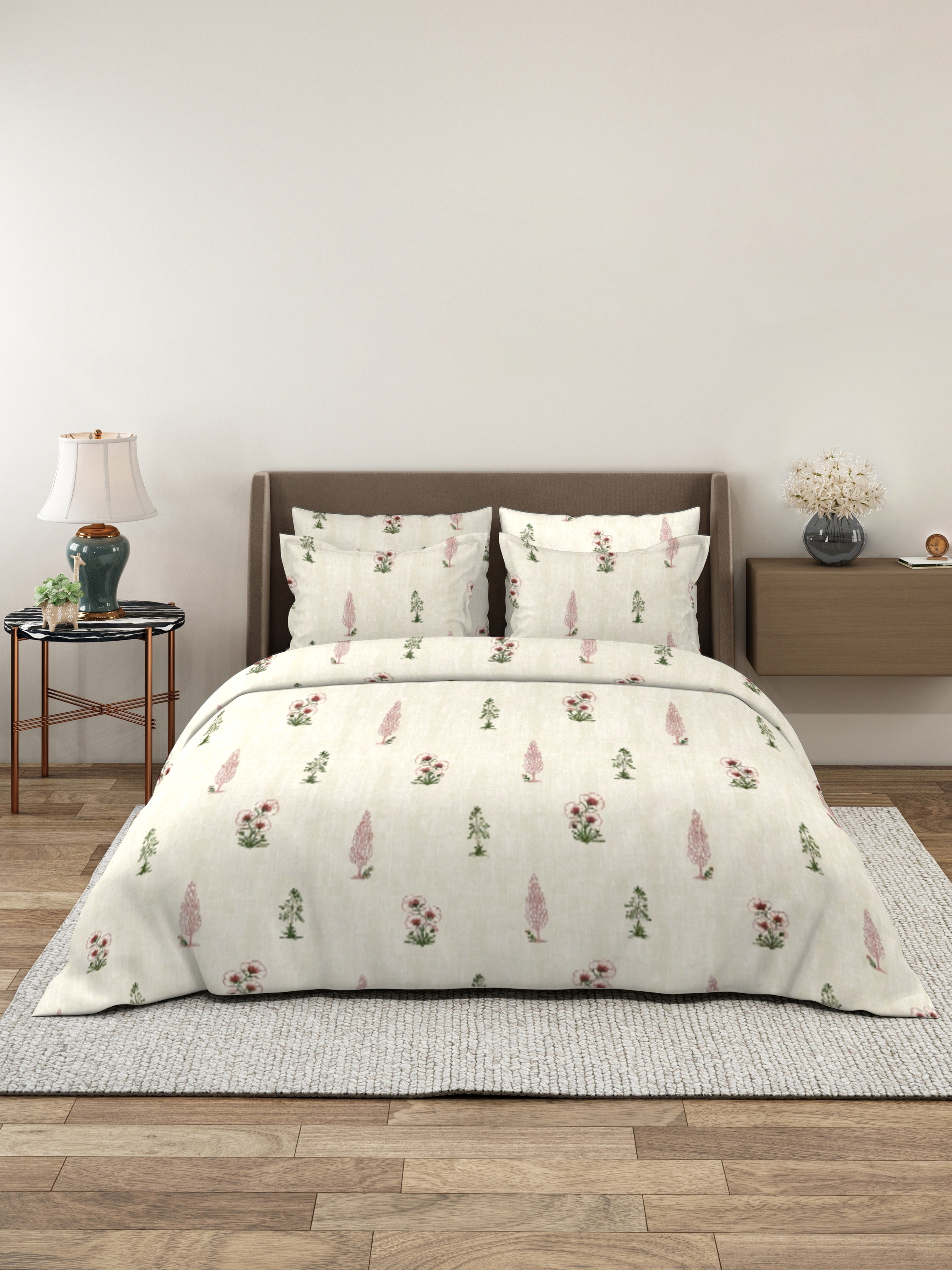 Petal 100% Pure Cotton Collection Percale Super King Bedsheet With 2 Pillow Covers