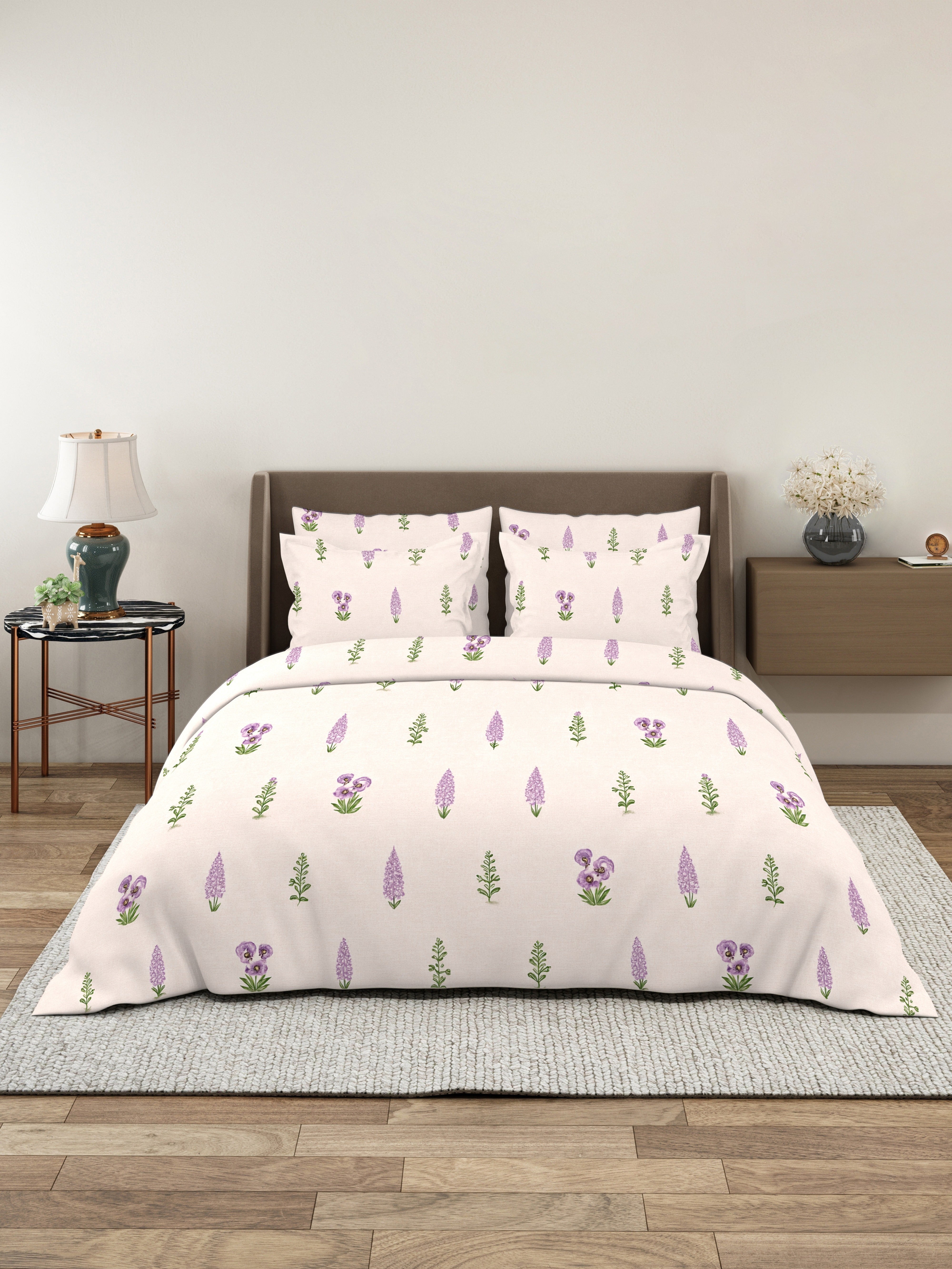 Petal 100% Pure Cotton Collection Percale Super King Bedsheet With 2 Pillow Covers
