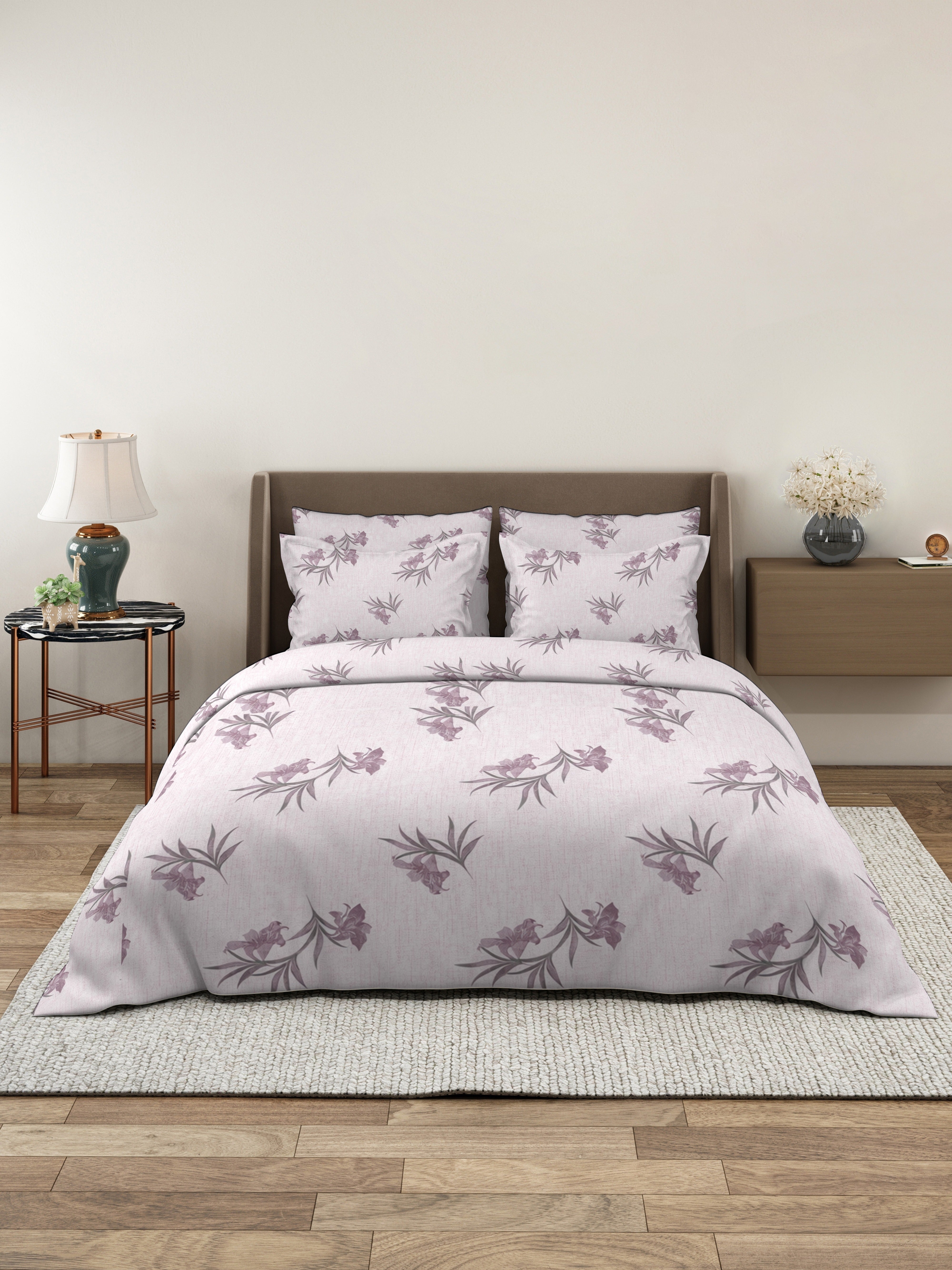 Petal 100% Pure Cotton Collection Premium Percale Queen Bedsheet With 2 Pillow Covers