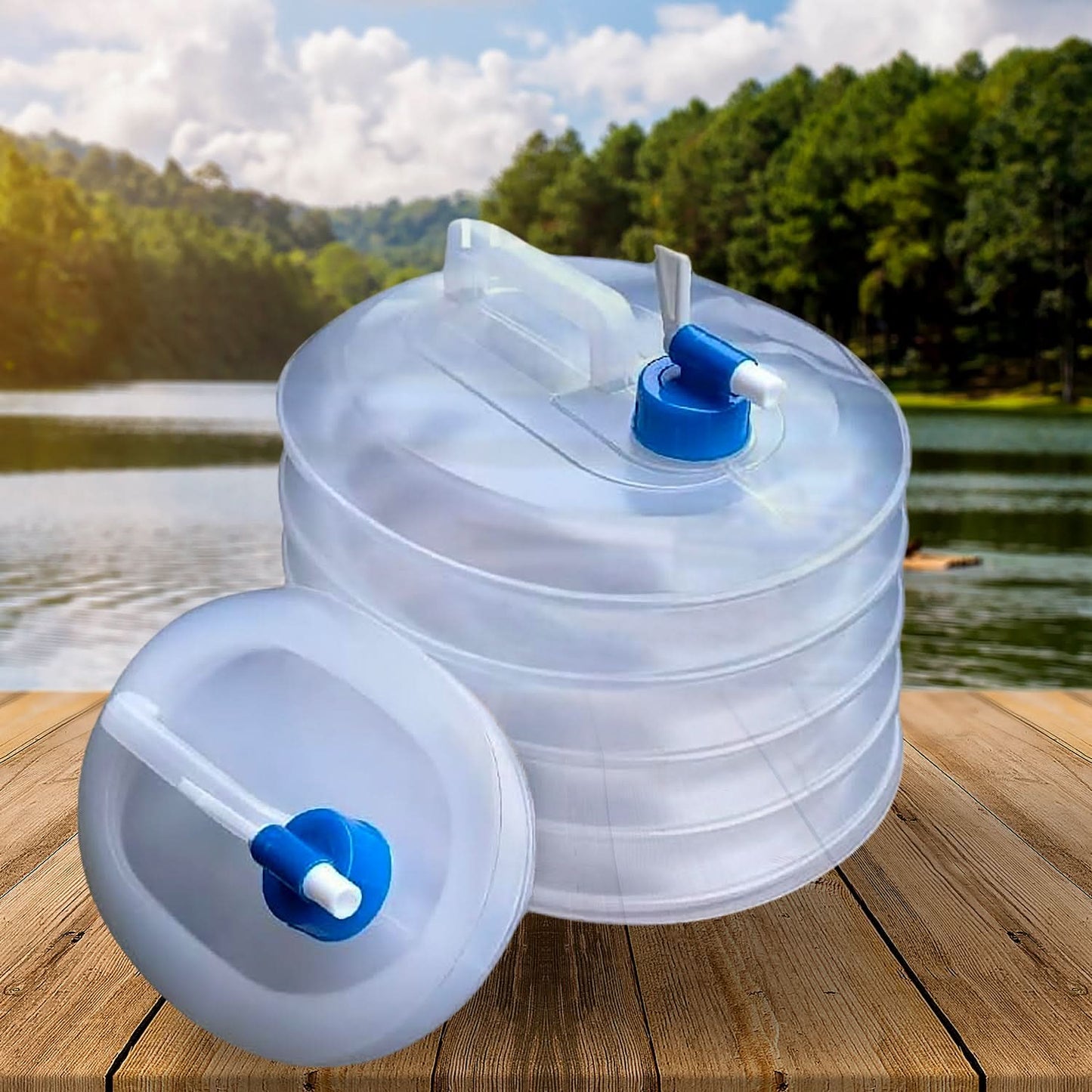 Collapsible Portable Water Container with Handle & Tap – Food-Grade Jug for Camping