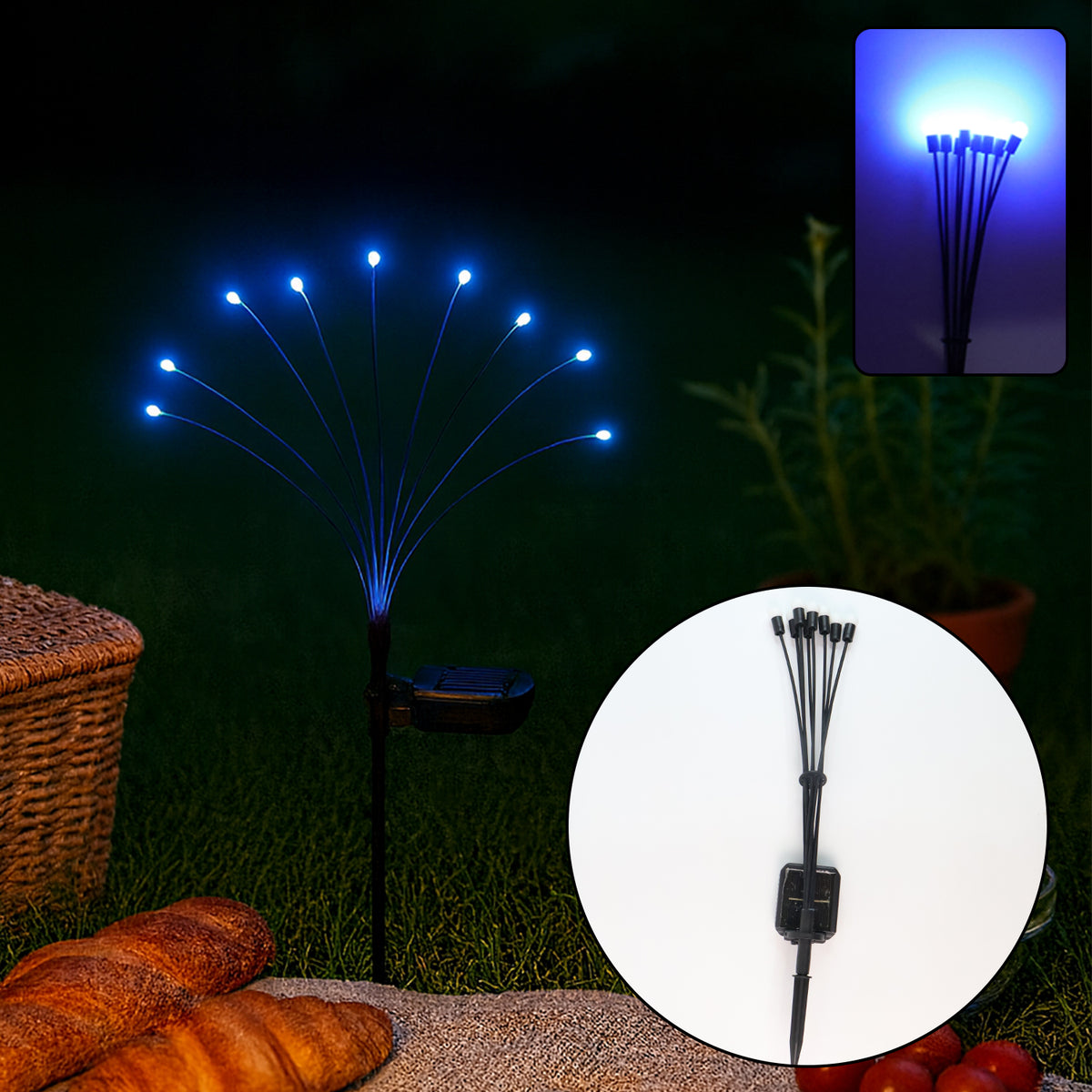 Solar LED Fiber Optic Garden Light for Waterproof Outdoor Decorative Path Lamp with Auto On/Off Sensor (1 Pc)