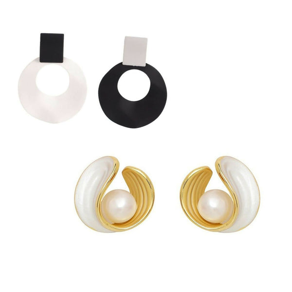 Modern Minimalist Earrings Set of 2 Trendy Artistic Jewelry for Women pinapes