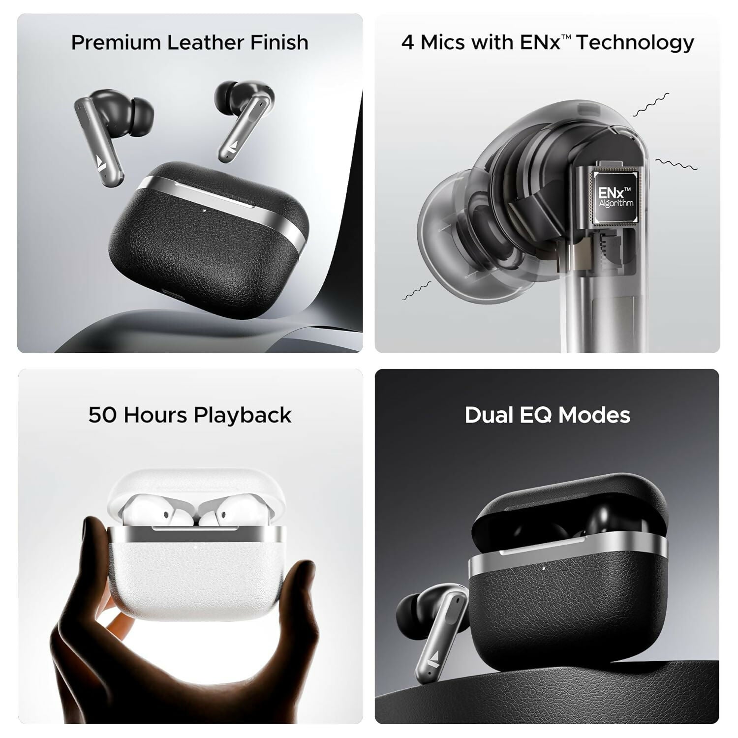 boAt Airdopes 111v2, Leather Finish ,Stream Ad Free Music via App Support,Bluetooth TWS in Ear Earbuds Wireless Earphones with mic (Multi color) Halfpe Deals